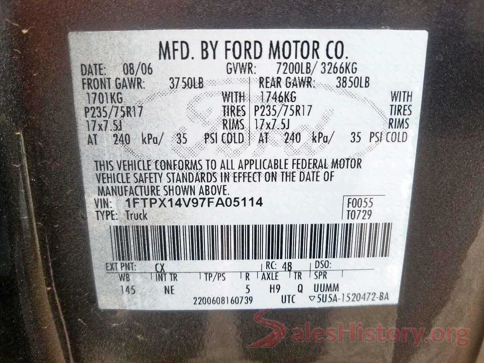 5YFBURHE7HP629211 2007 FORD F150