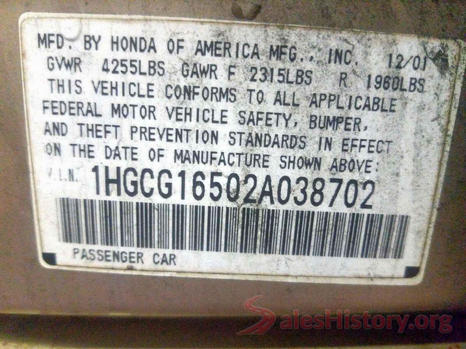 1HGCR2F85HA015189 2002 HONDA ACCORD