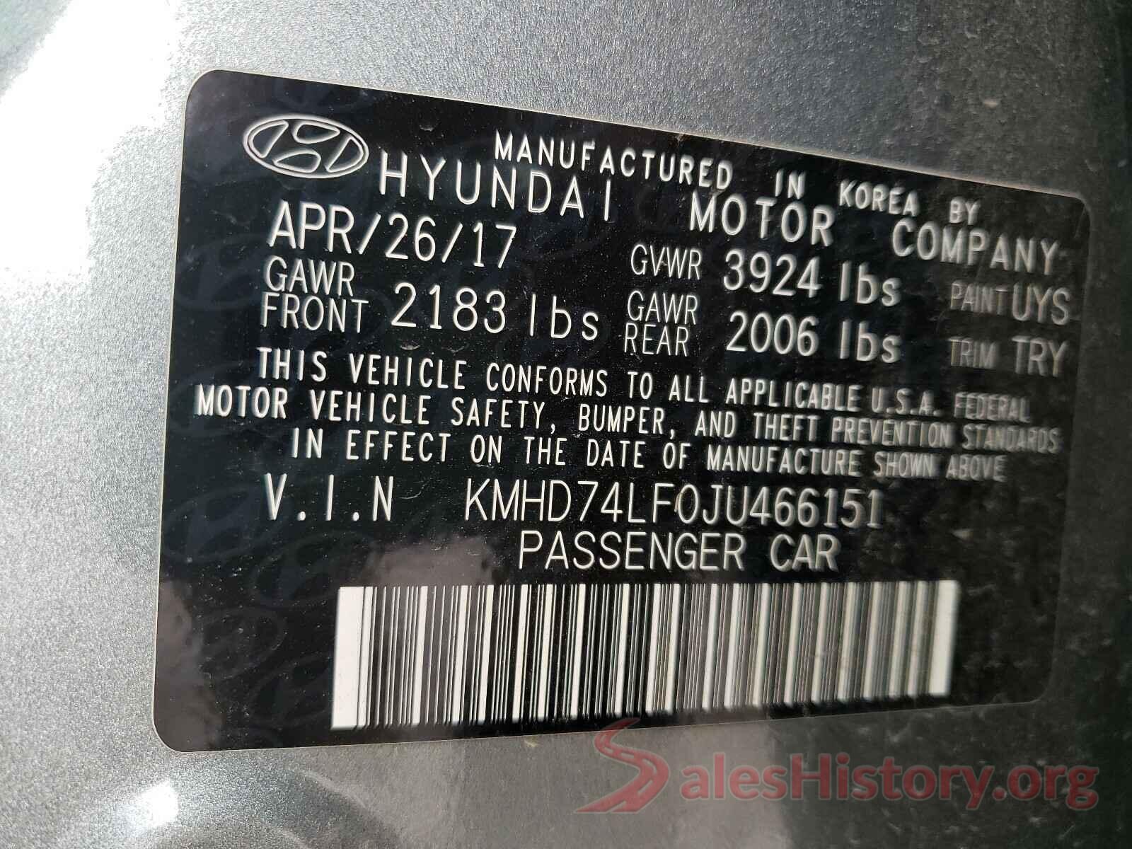 KMHD74LF0JU466151 2018 HYUNDAI ELANTRA