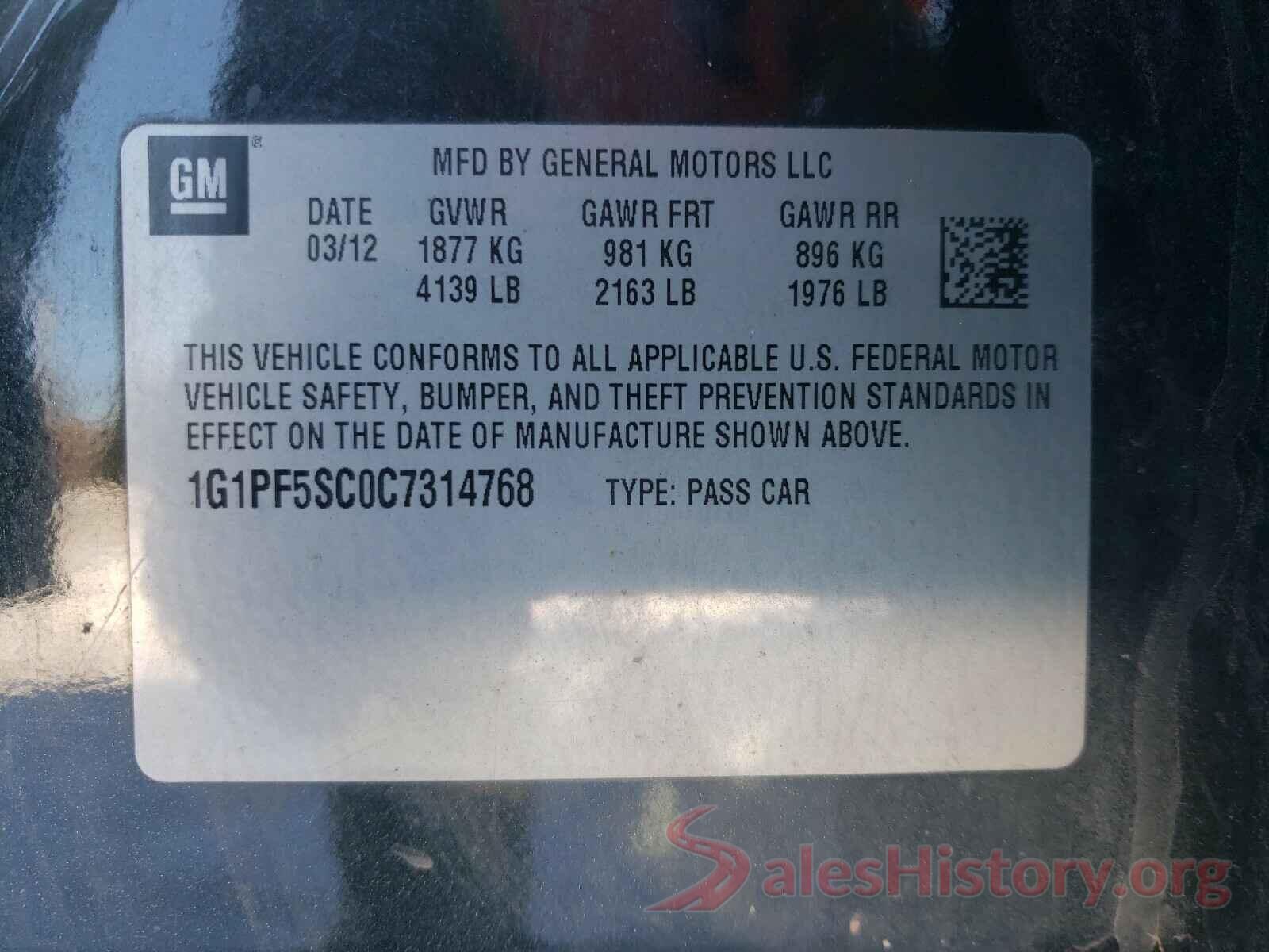 KL8CB6SA4GC585733 2012 CHEVROLET CRUZE