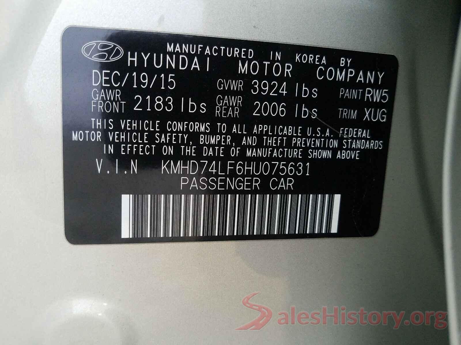 KMHD74LF6HU075631 2017 HYUNDAI ELANTRA