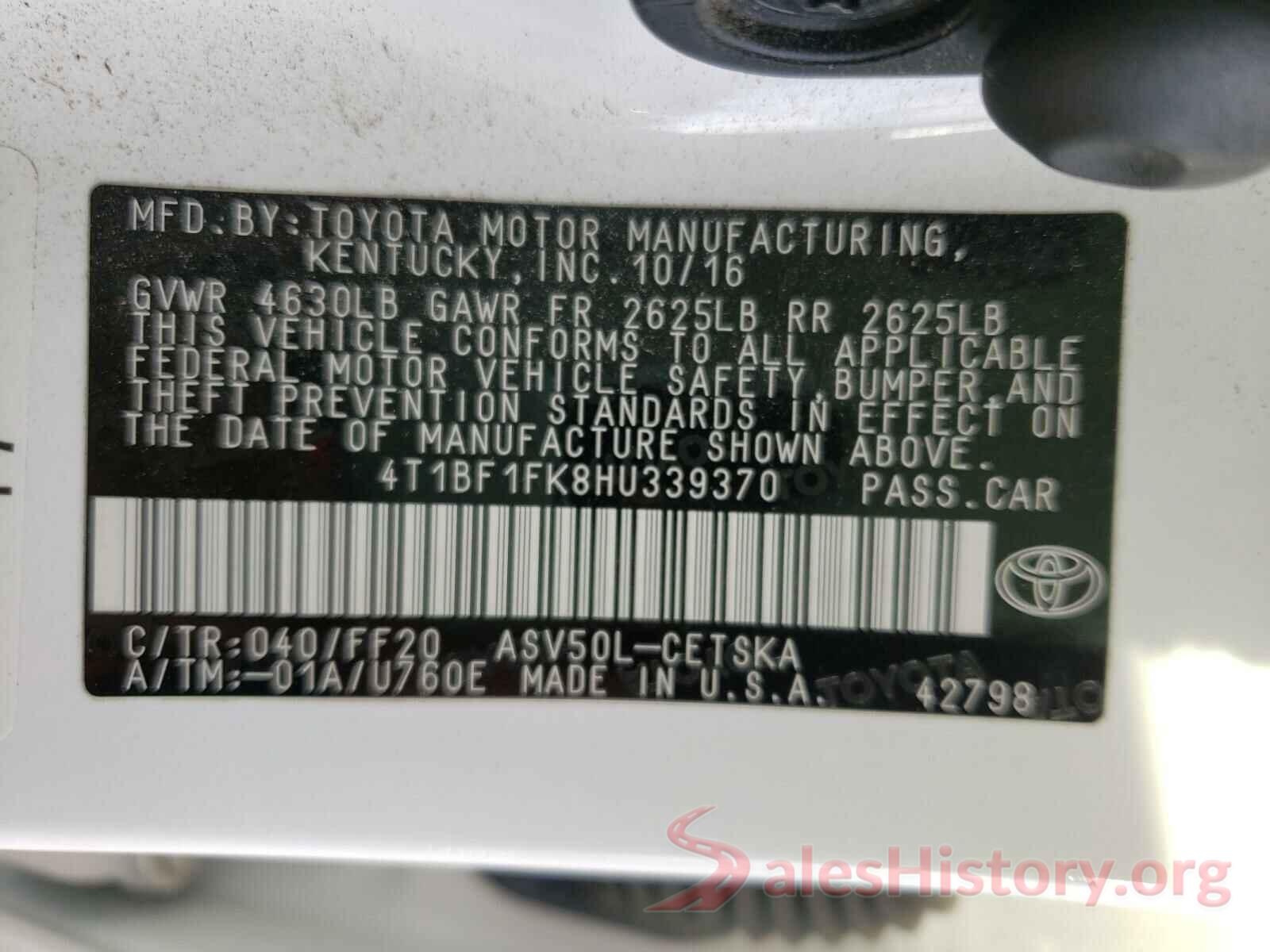 4T1BF1FK8HU339370 2017 TOYOTA CAMRY