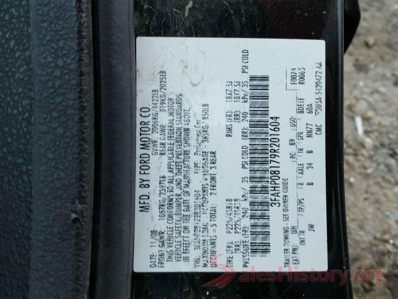 5XYZT3LB3JG534490 2009 FORD FUSION