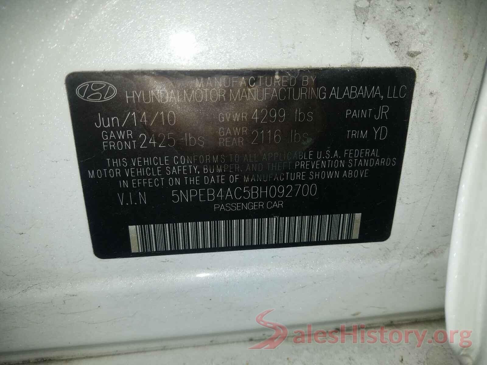 4S3GKAD64K3616329 2011 HYUNDAI SONATA