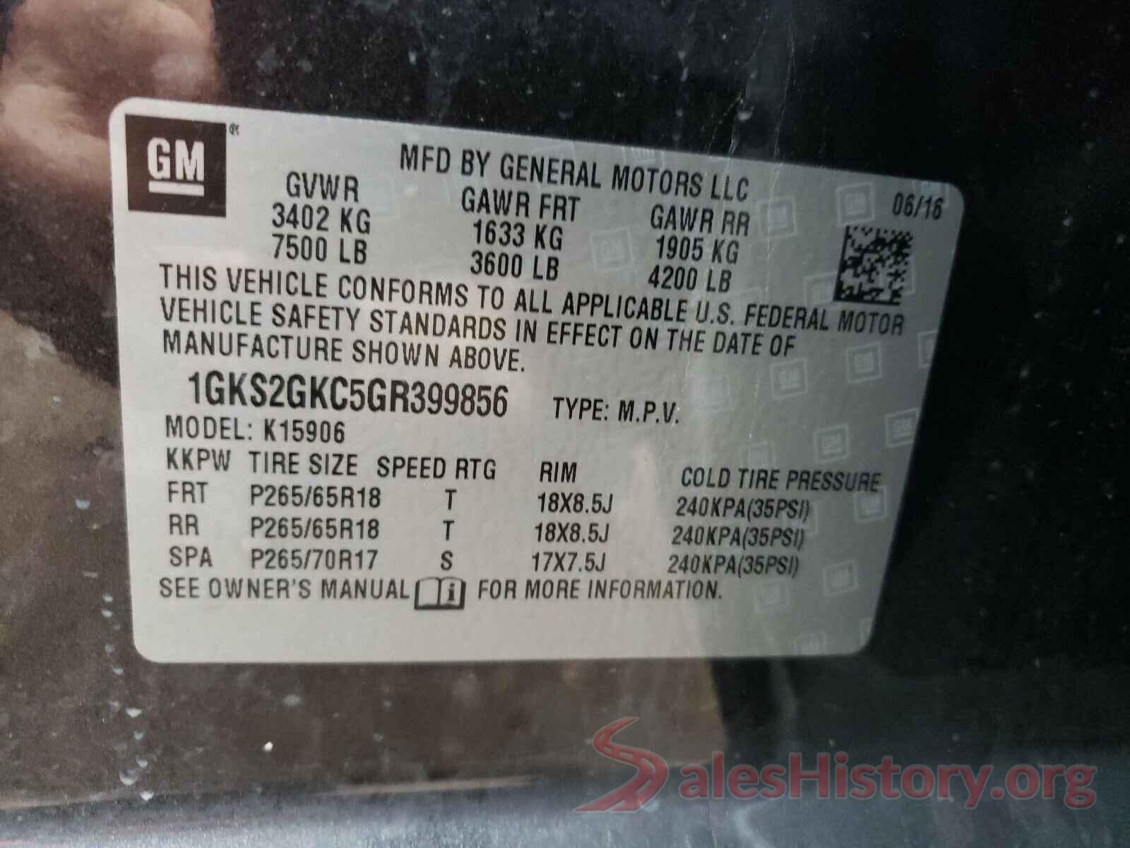 KMHC65LC1KU132531 2016 GMC YUKON