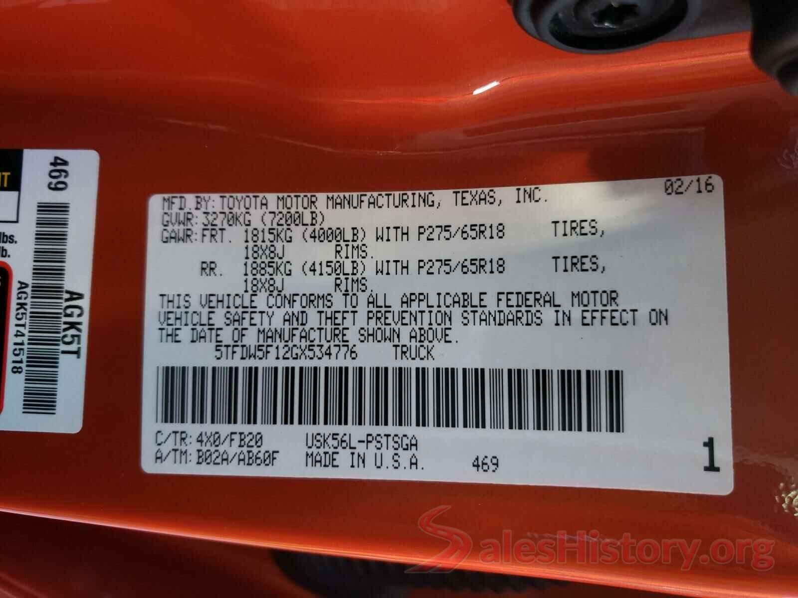 5TFDW5F12GX534776 2016 TOYOTA TUNDRA