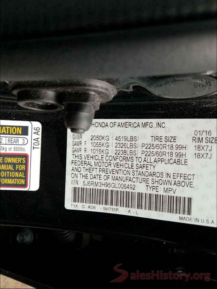 3N1AB7AP4KL622712 2016 HONDA CRV