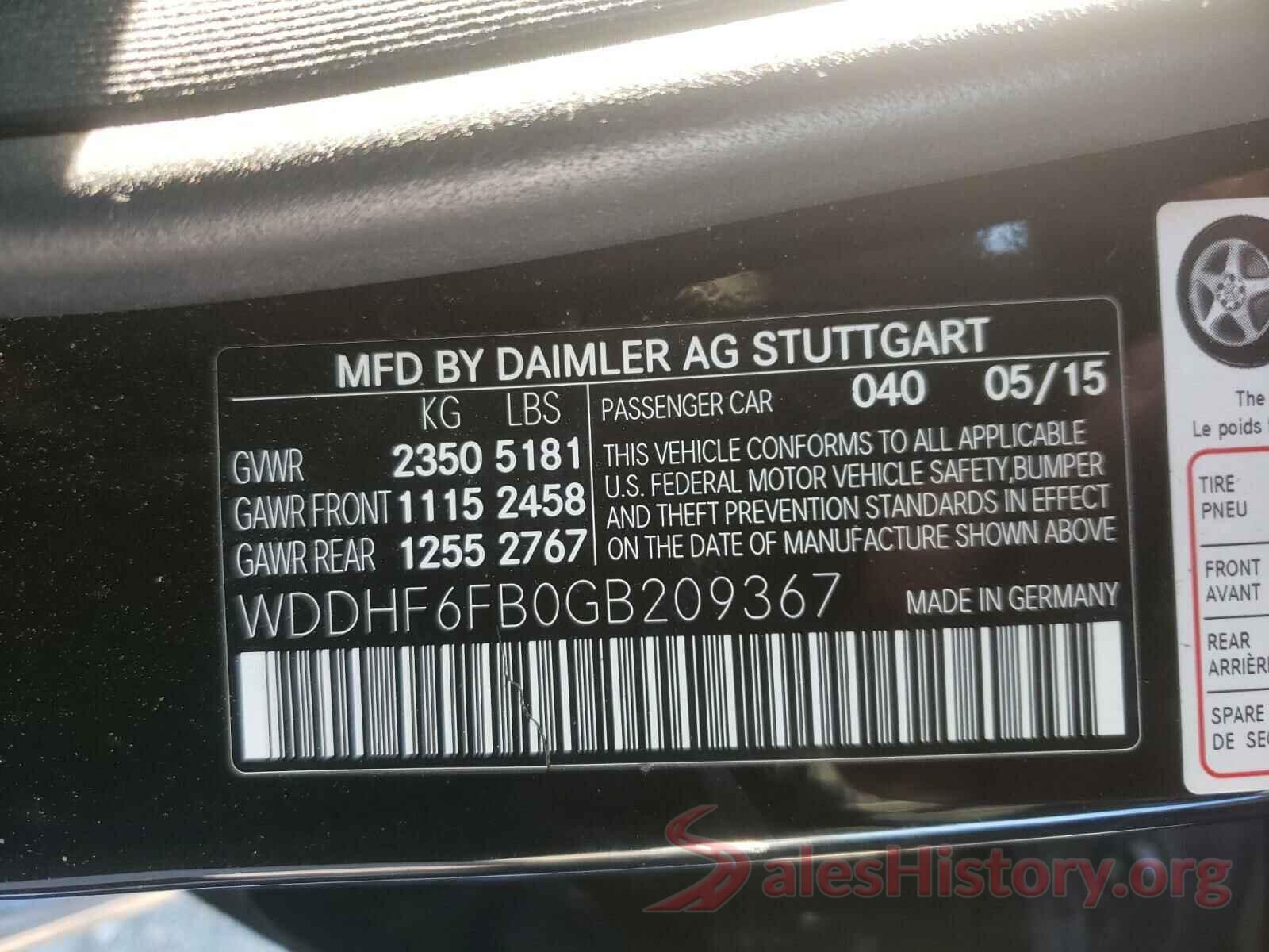 WDDHF6FB0GB209367 2016 MERCEDES-BENZ E CLASS