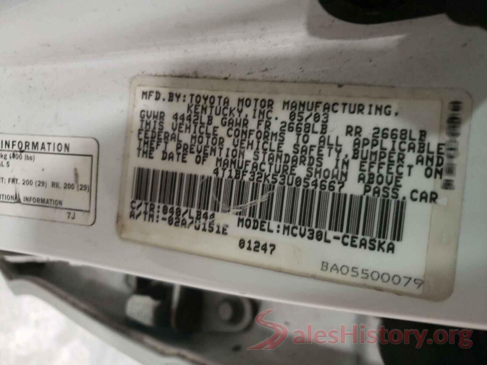 4T1BF1FK9HU784846 2003 TOYOTA CAMRY