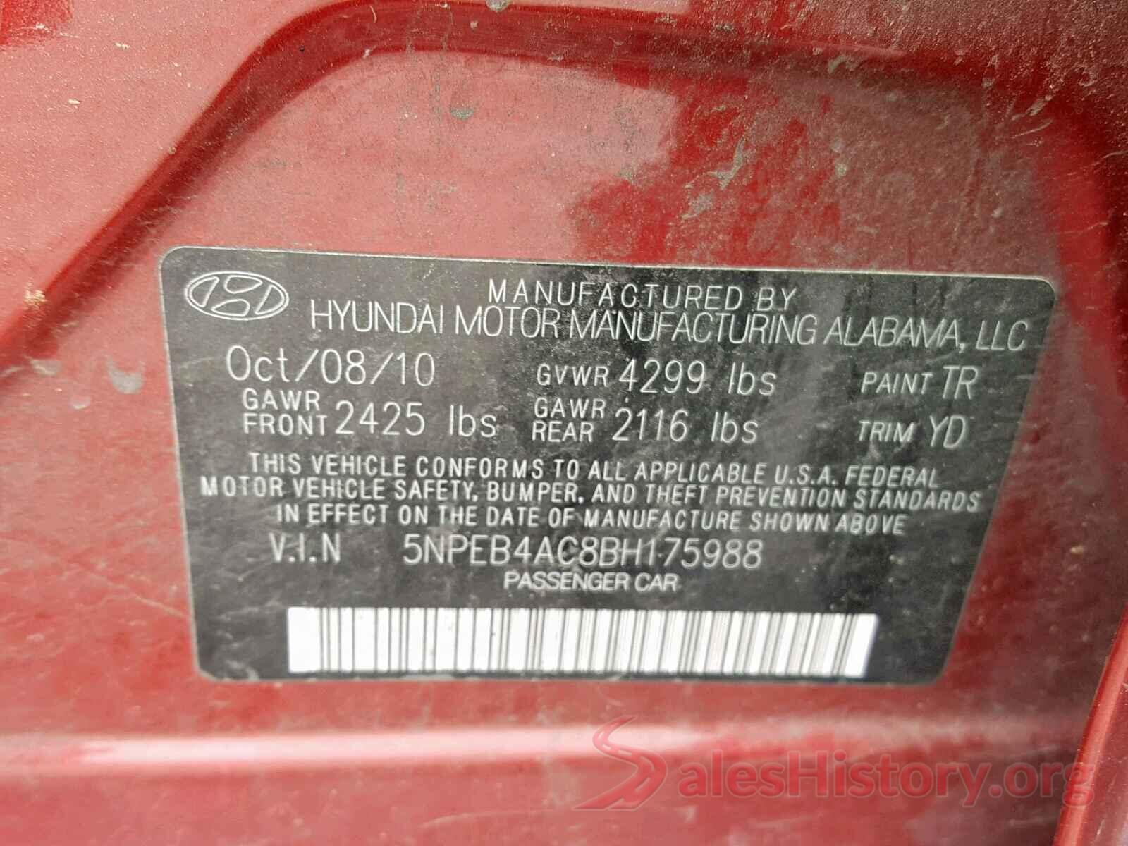 ZACCJBDT9GPD57546 2011 HYUNDAI SONATA