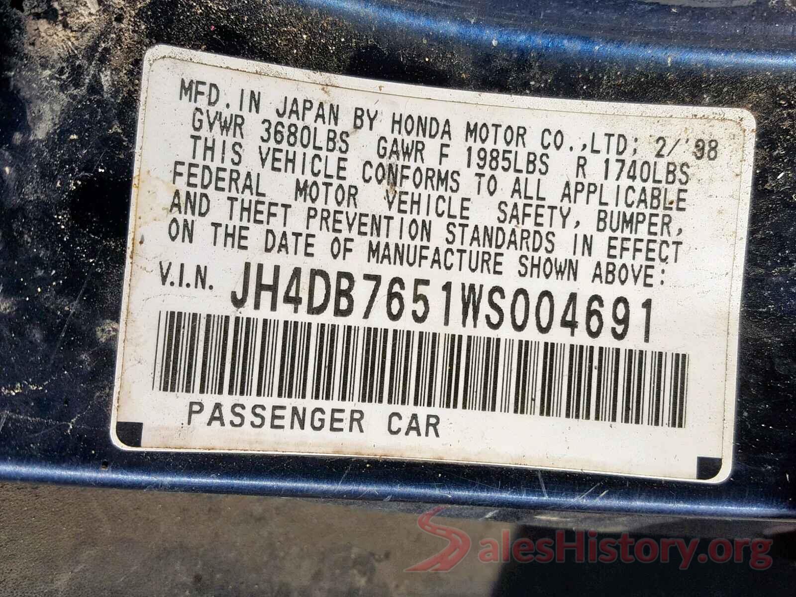 1FTEX1CP4JKC84786 1998 ACURA INTEGRA