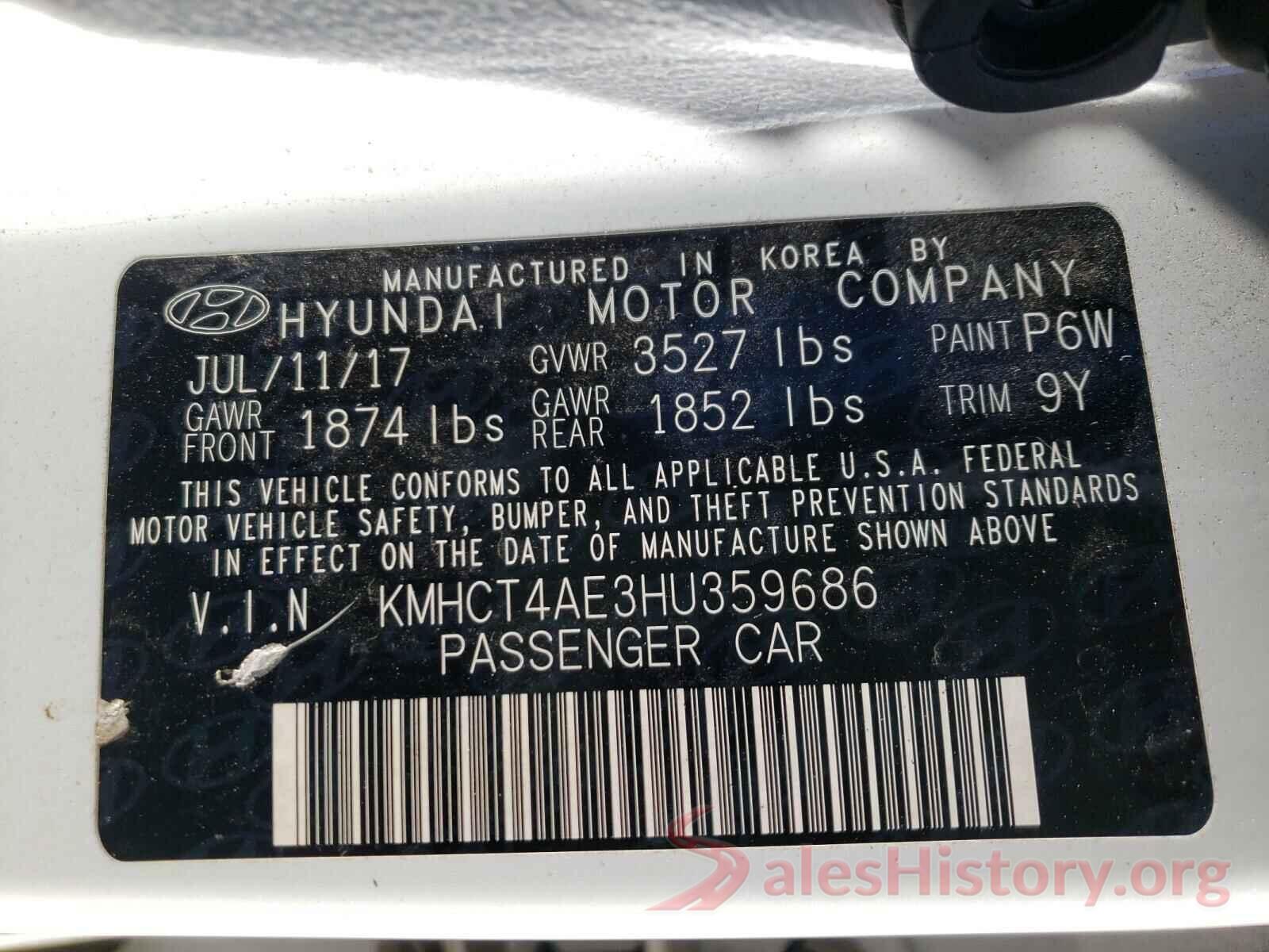 KMHCT4AE3HU359686 2017 HYUNDAI ACCENT