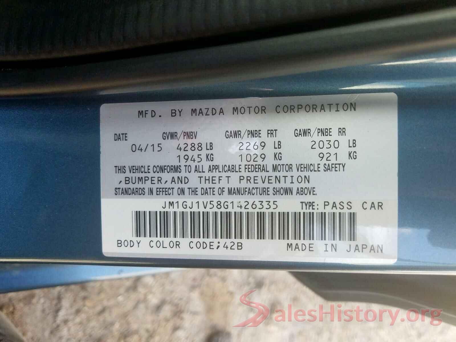 WDDHF8JB6GB256700 2016 MAZDA 6