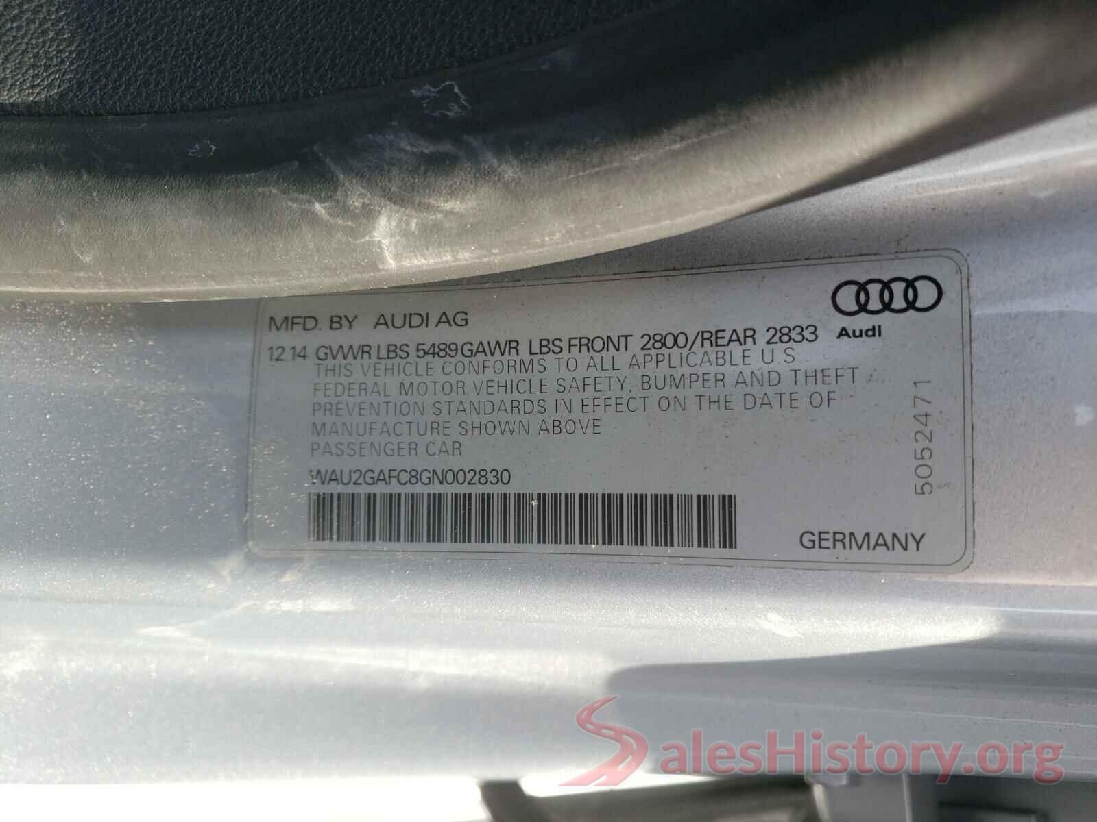 WAU2GAFC8GN002830 2016 AUDI A7