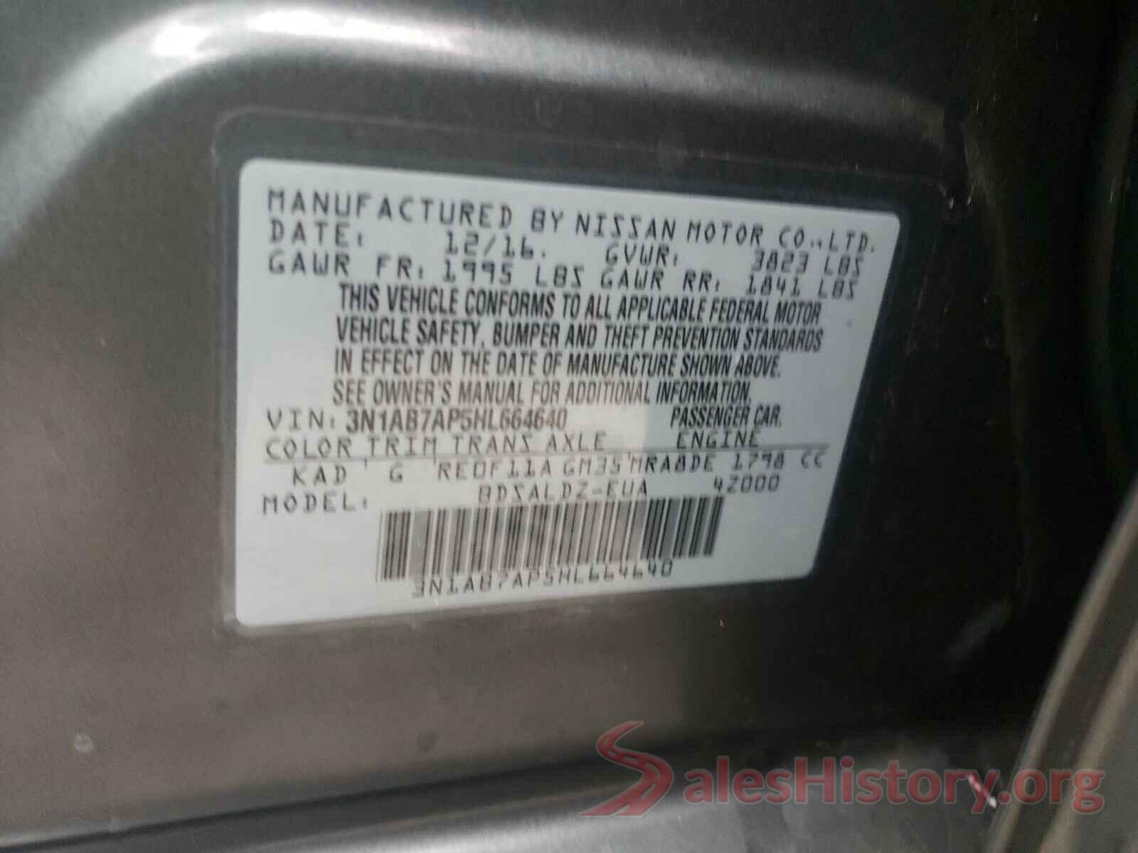 3N1AB7AP5HL664640 2017 NISSAN SENTRA