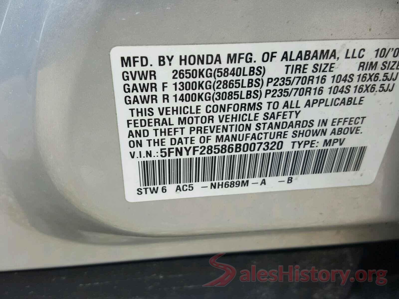 JM1BM1J79G1342498 2006 HONDA PILOT