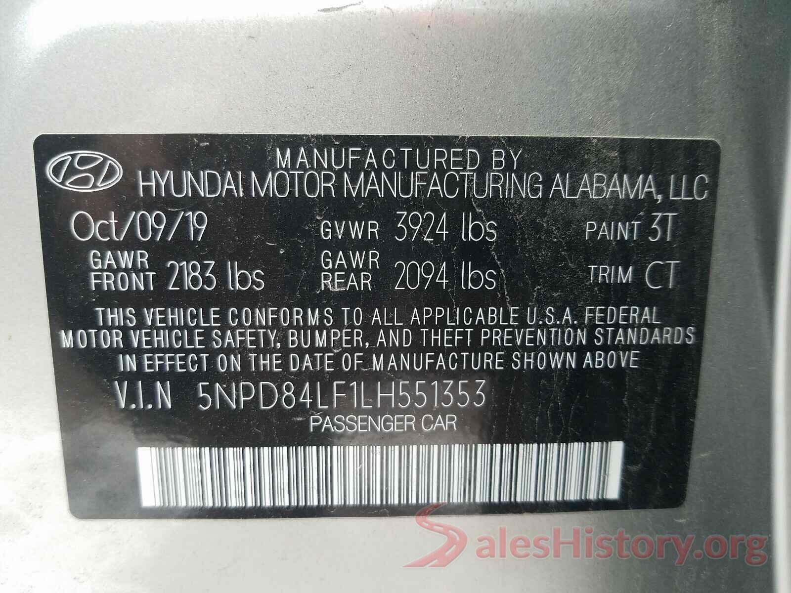 5NPD84LF1LH551353 2020 HYUNDAI ELANTRA