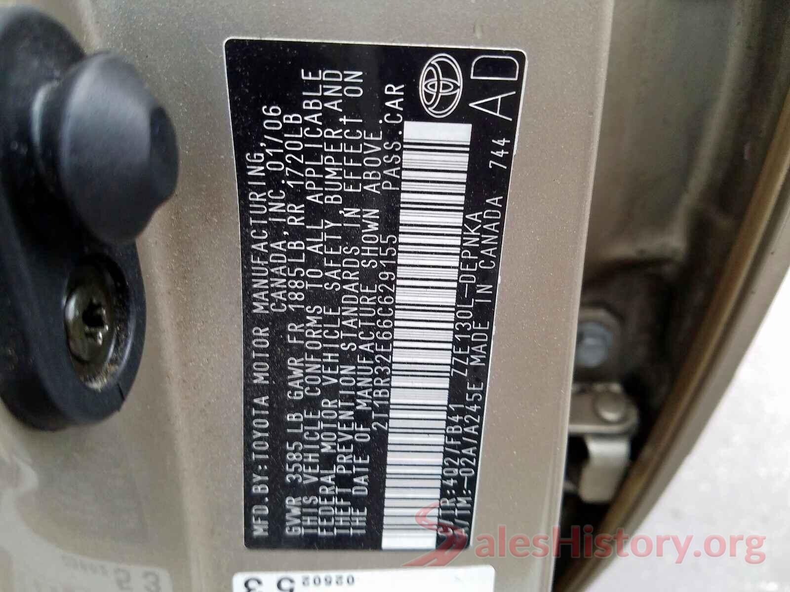 2T1BURHE1HC869760 2006 TOYOTA COROLLA