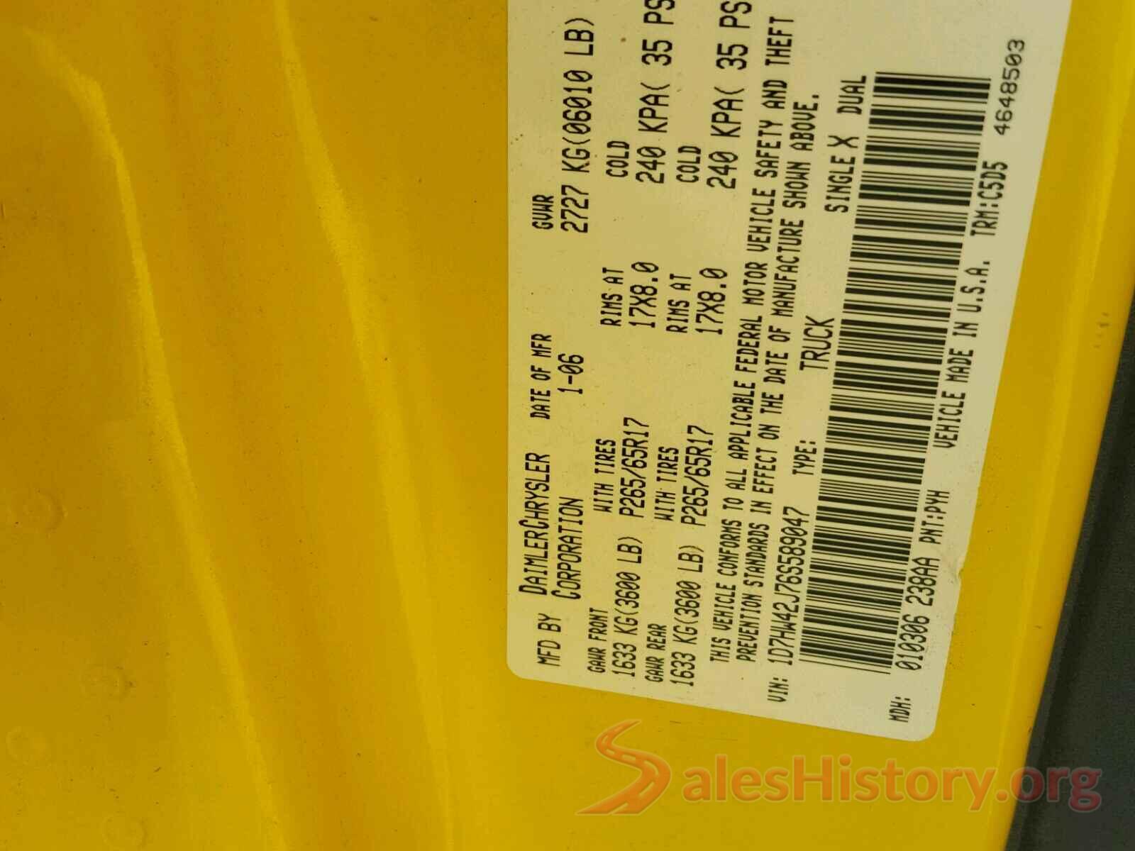 1FMCU9G68LUC15036 2006 DODGE DAKOTA