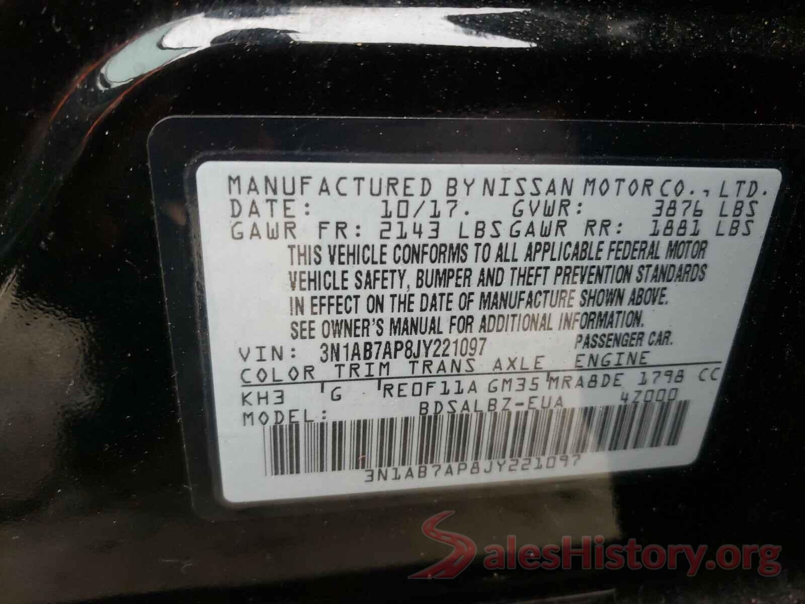 3N1AB7AP8JY221097 2018 NISSAN SENTRA