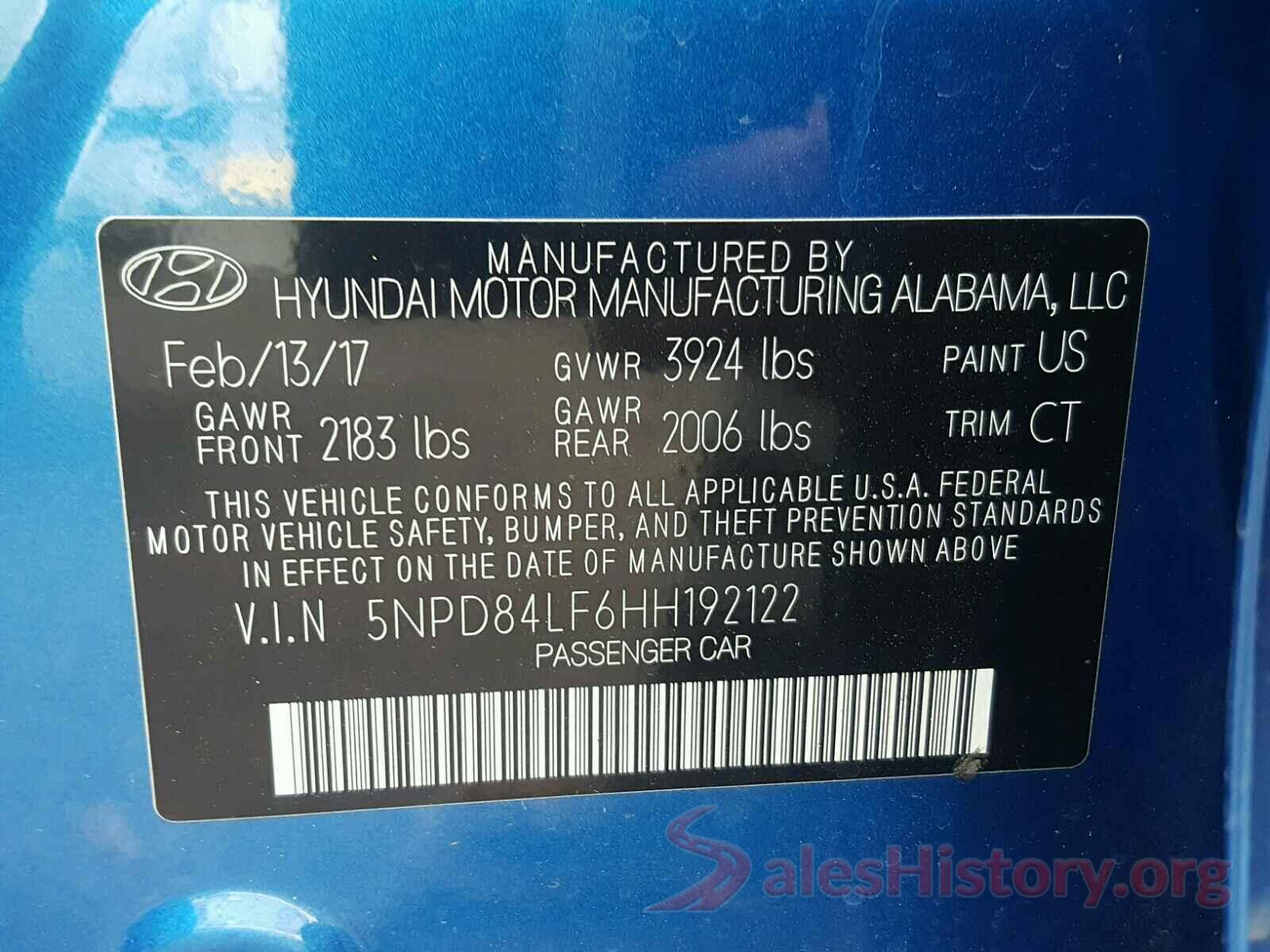 JTDS4RCE8LJ003882 2017 HYUNDAI ELANTRA