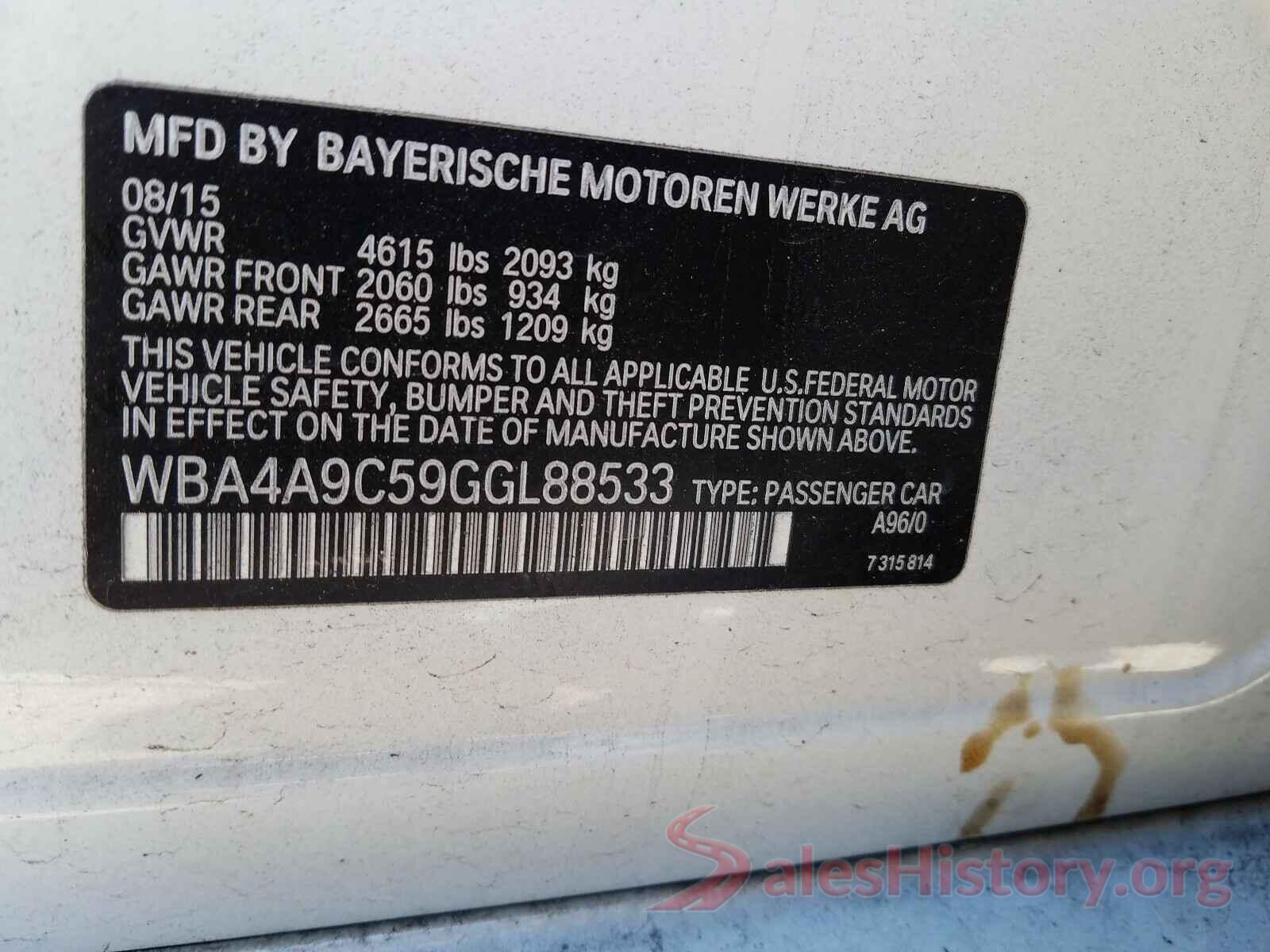 WBA4A9C59GGL88533 2016 BMW 4 SERIES