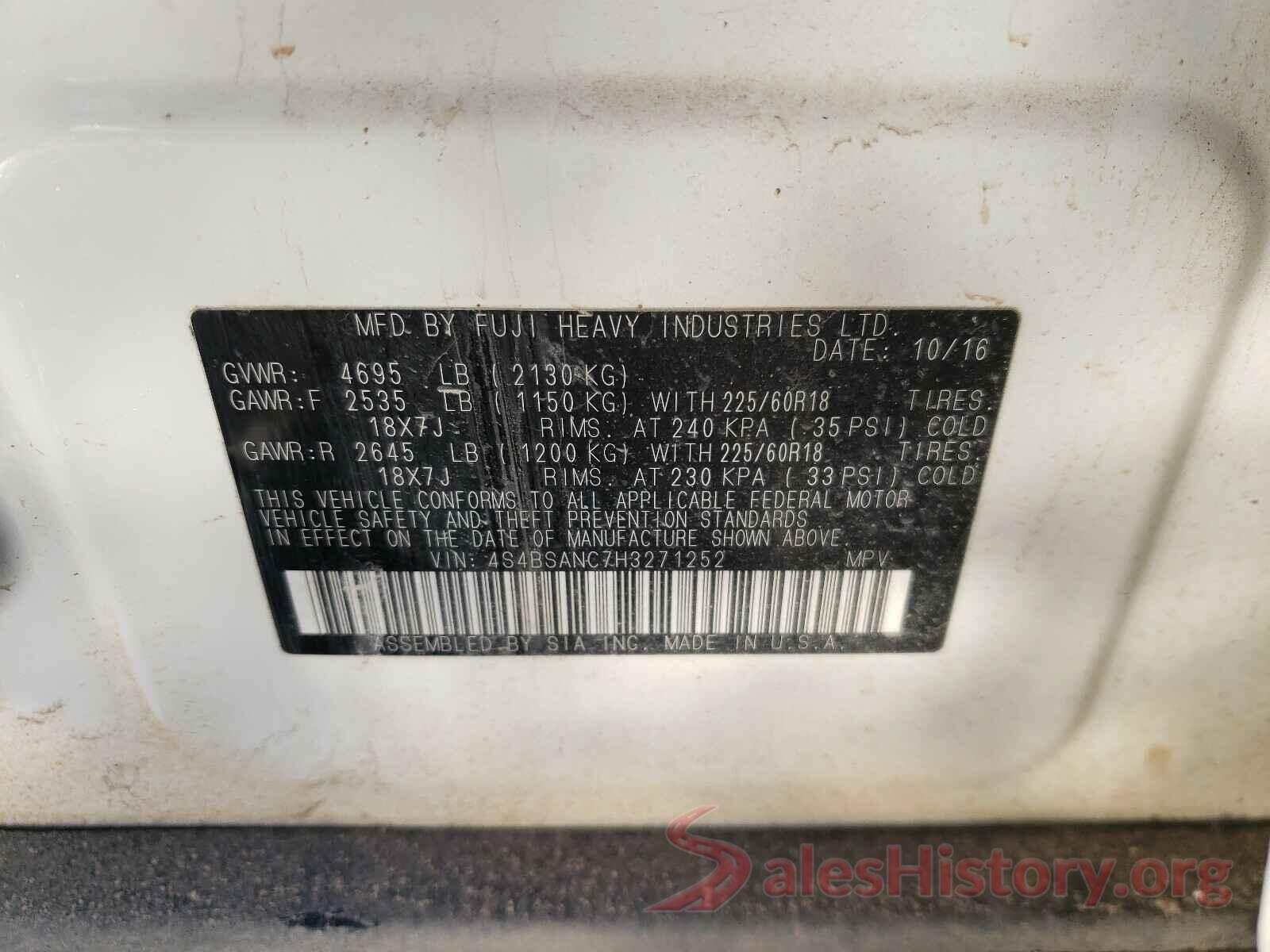 4S4BSANC7H3271252 2017 SUBARU OUTBACK