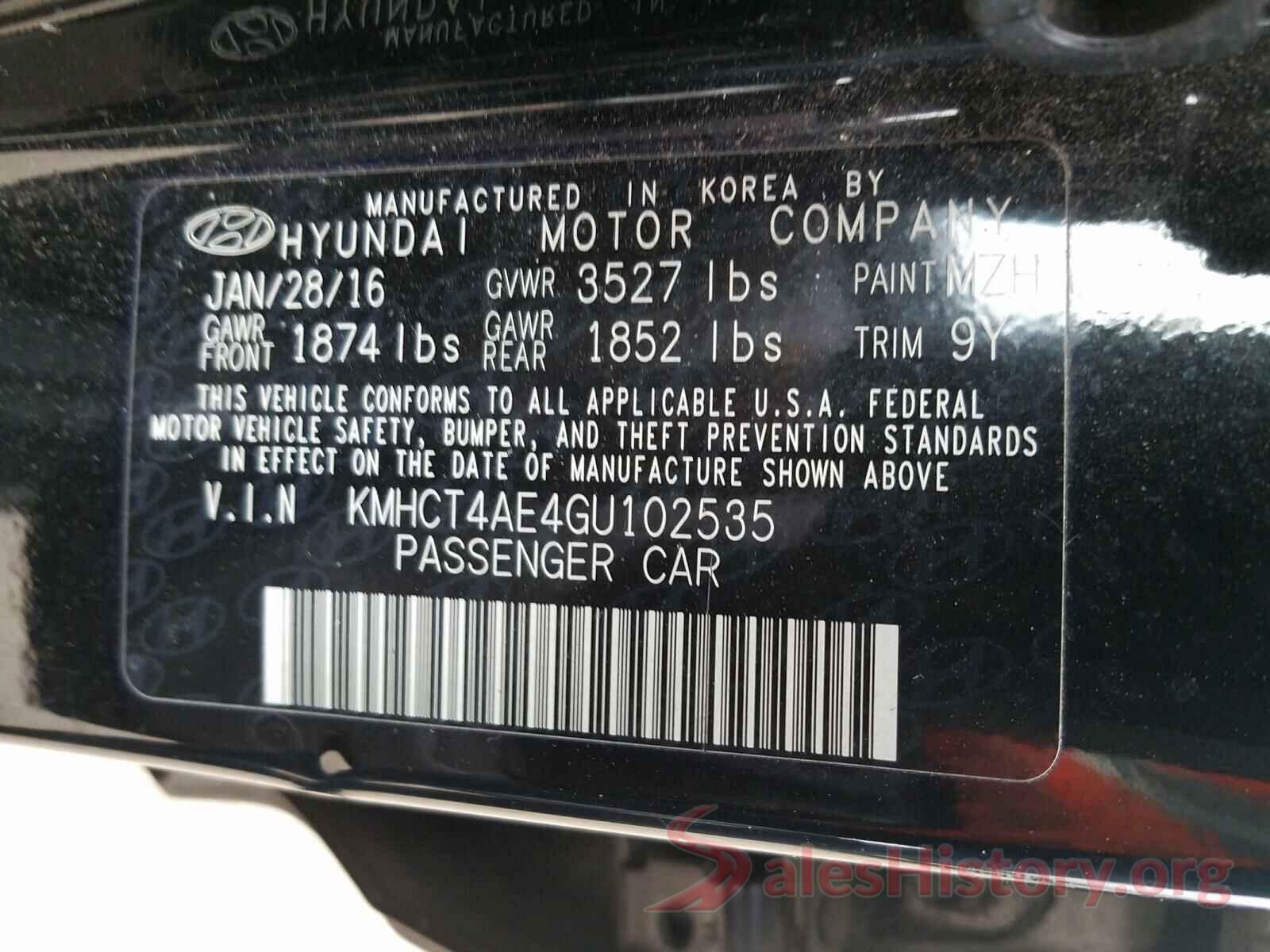 KMHCT4AE4GU102535 2016 HYUNDAI ACCENT