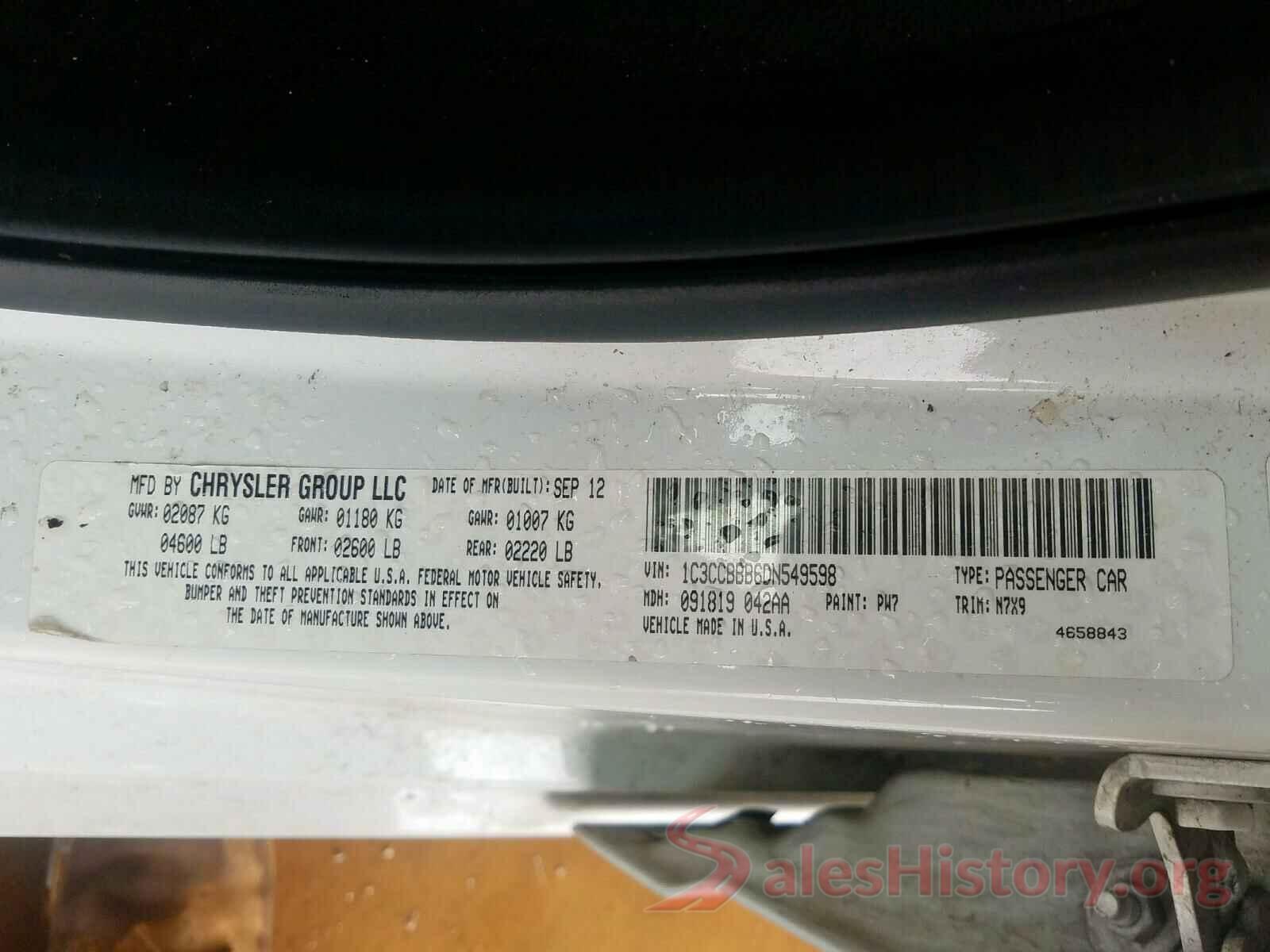 5XYZUDLB6GG313056 2013 CHRYSLER 200