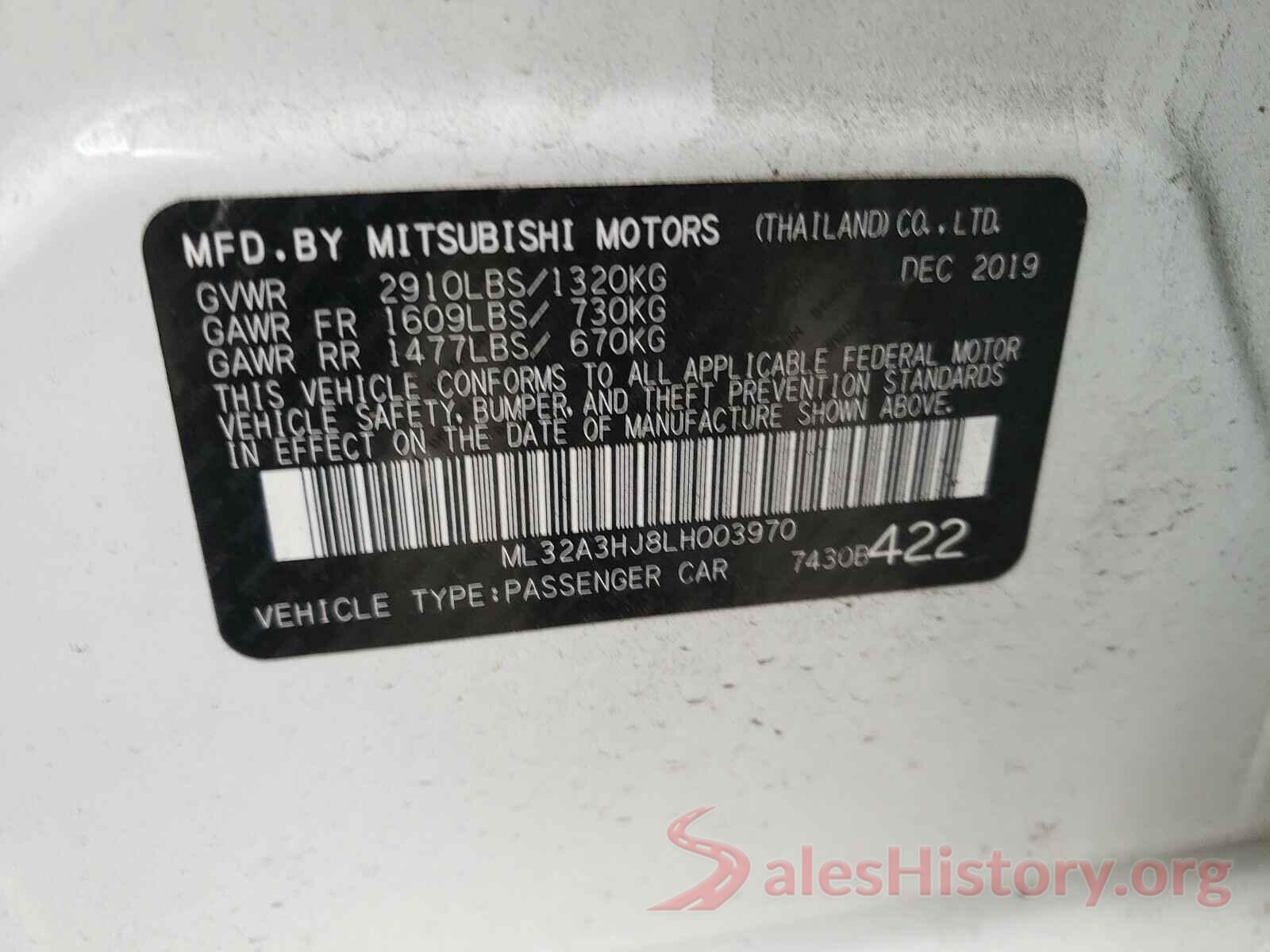 ML32A3HJ8LH003970 2020 MITSUBISHI MIRAGE