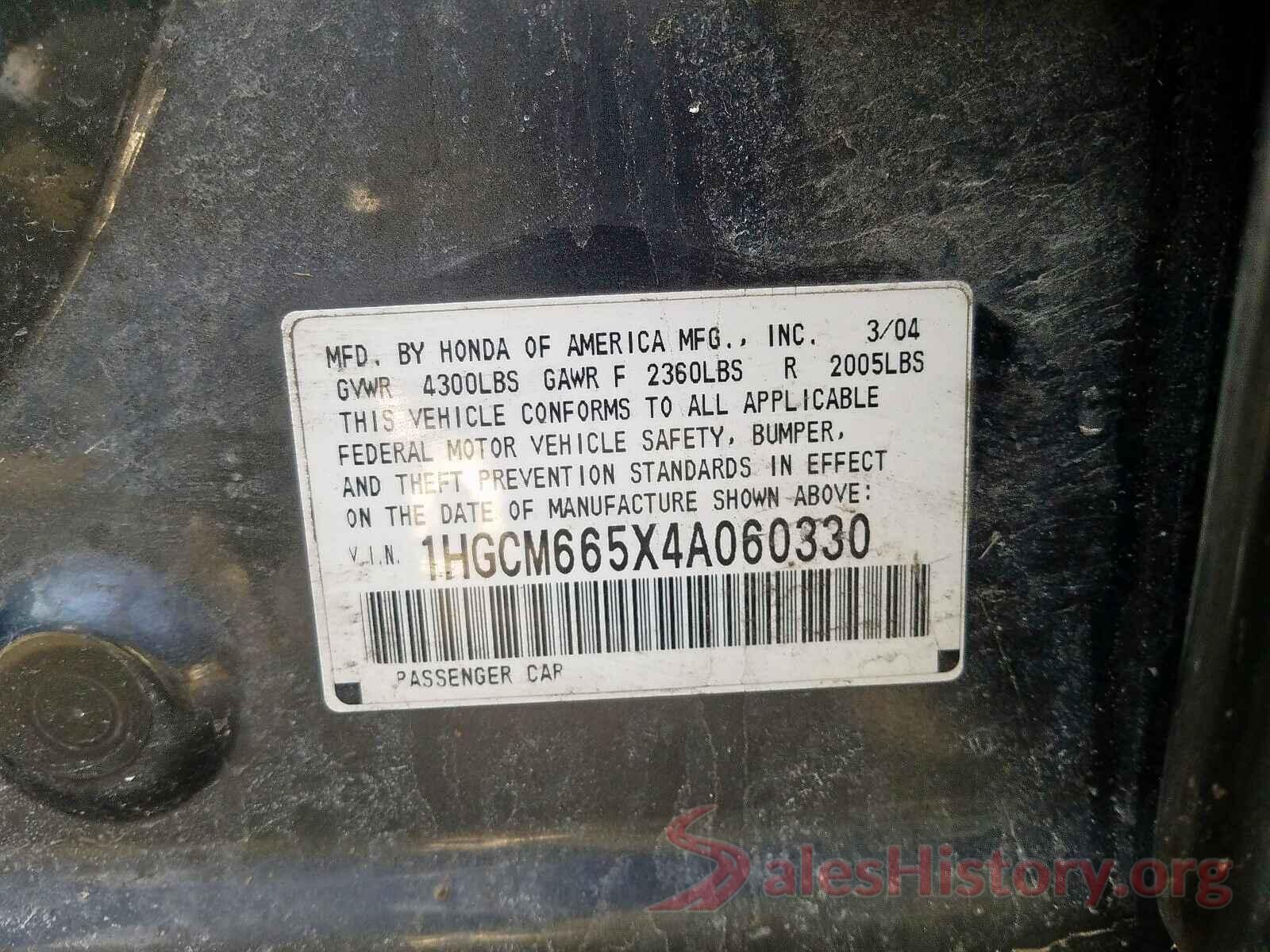 JTDKARFP1H3038863 2004 HONDA ACCORD