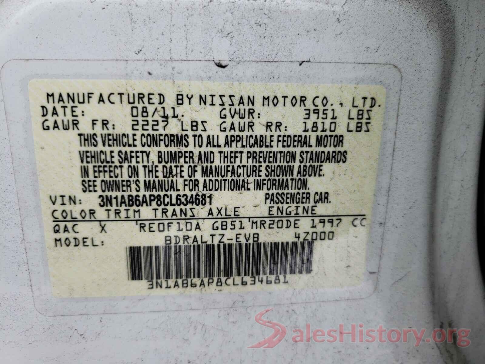 4T1BF1FK6GU578947 2012 NISSAN SENTRA