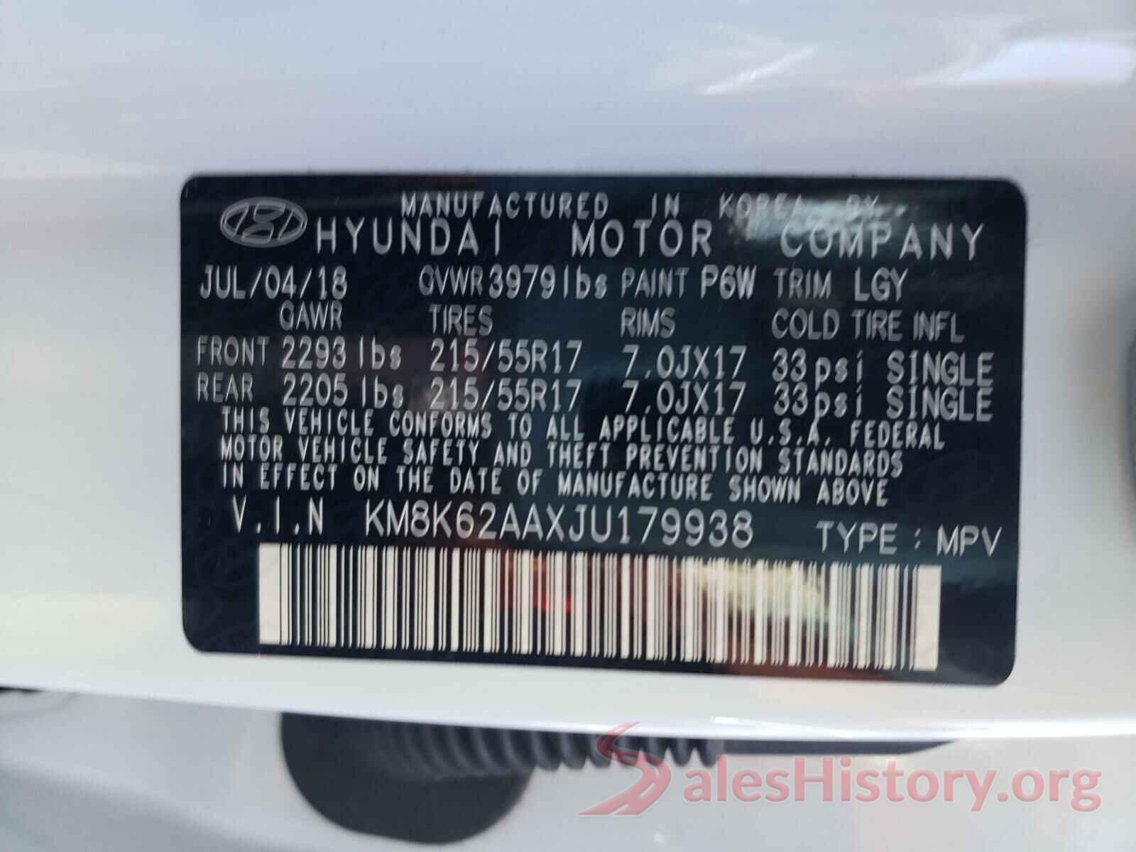 KM8K62AAXJU179938 2018 HYUNDAI KONA