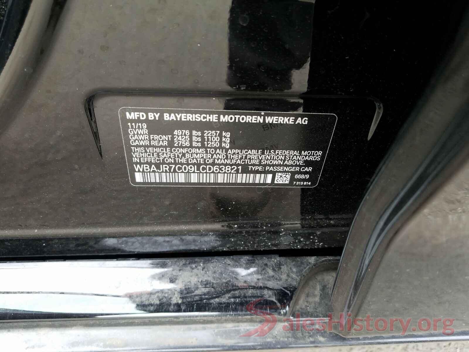 WBAJR7C09LCD63821 2020 BMW 5 SERIES