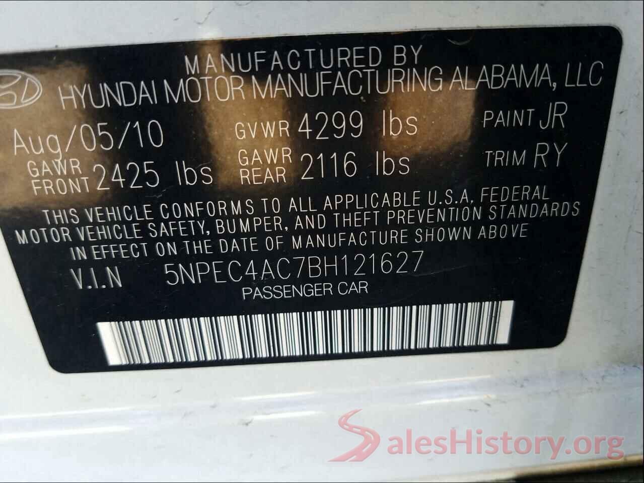 3VW4T7AJ6HM358928 2011 HYUNDAI SONATA