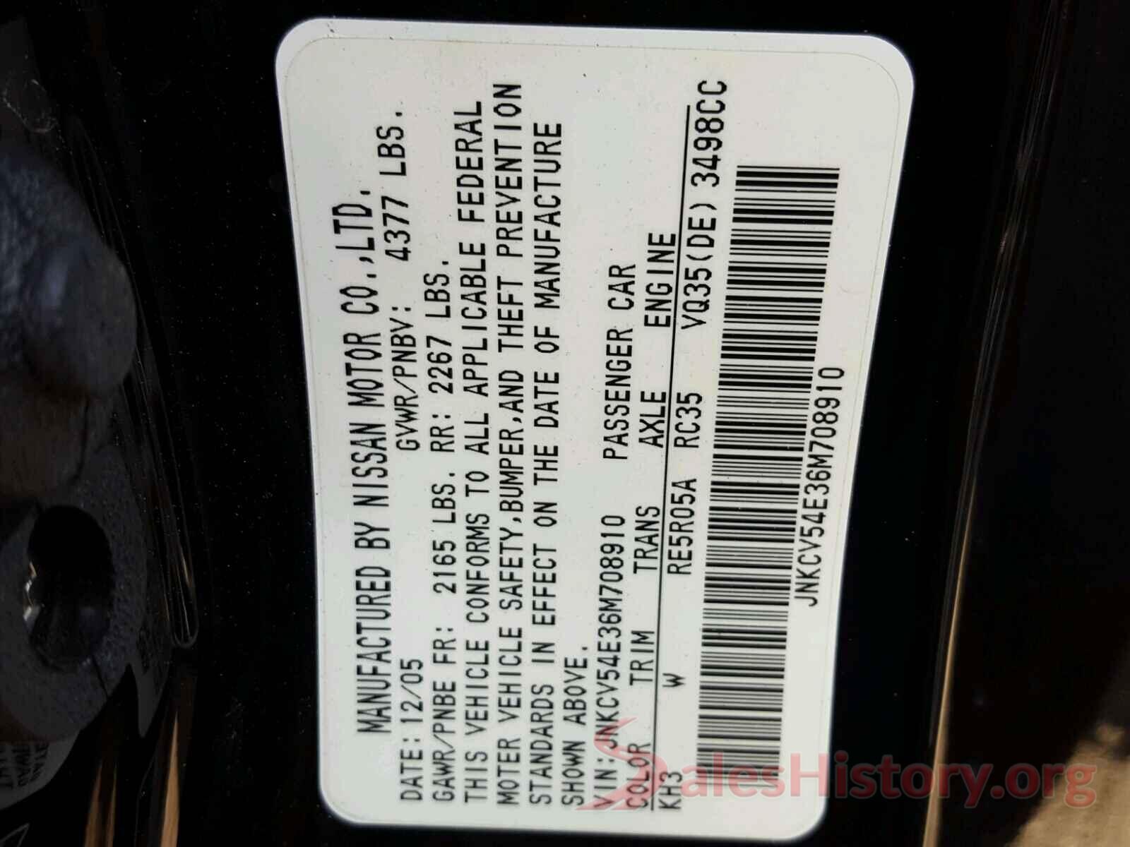 KNAFK4A69G5527284 2006 INFINITI G35