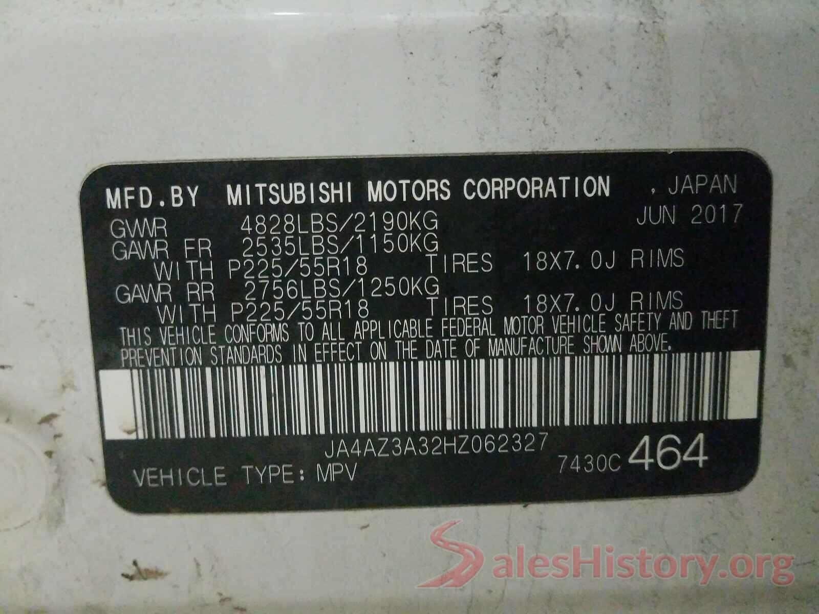 JA4AZ3A32HZ062327 2017 MITSUBISHI OUTLANDER