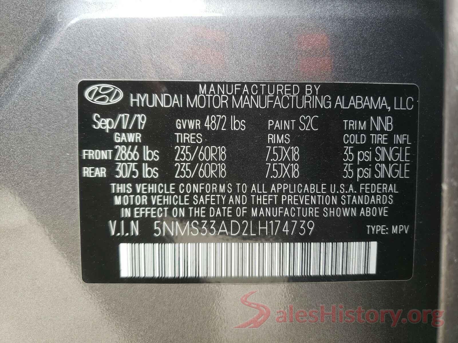 5NMS33AD2LH174739 2020 HYUNDAI SANTA FE