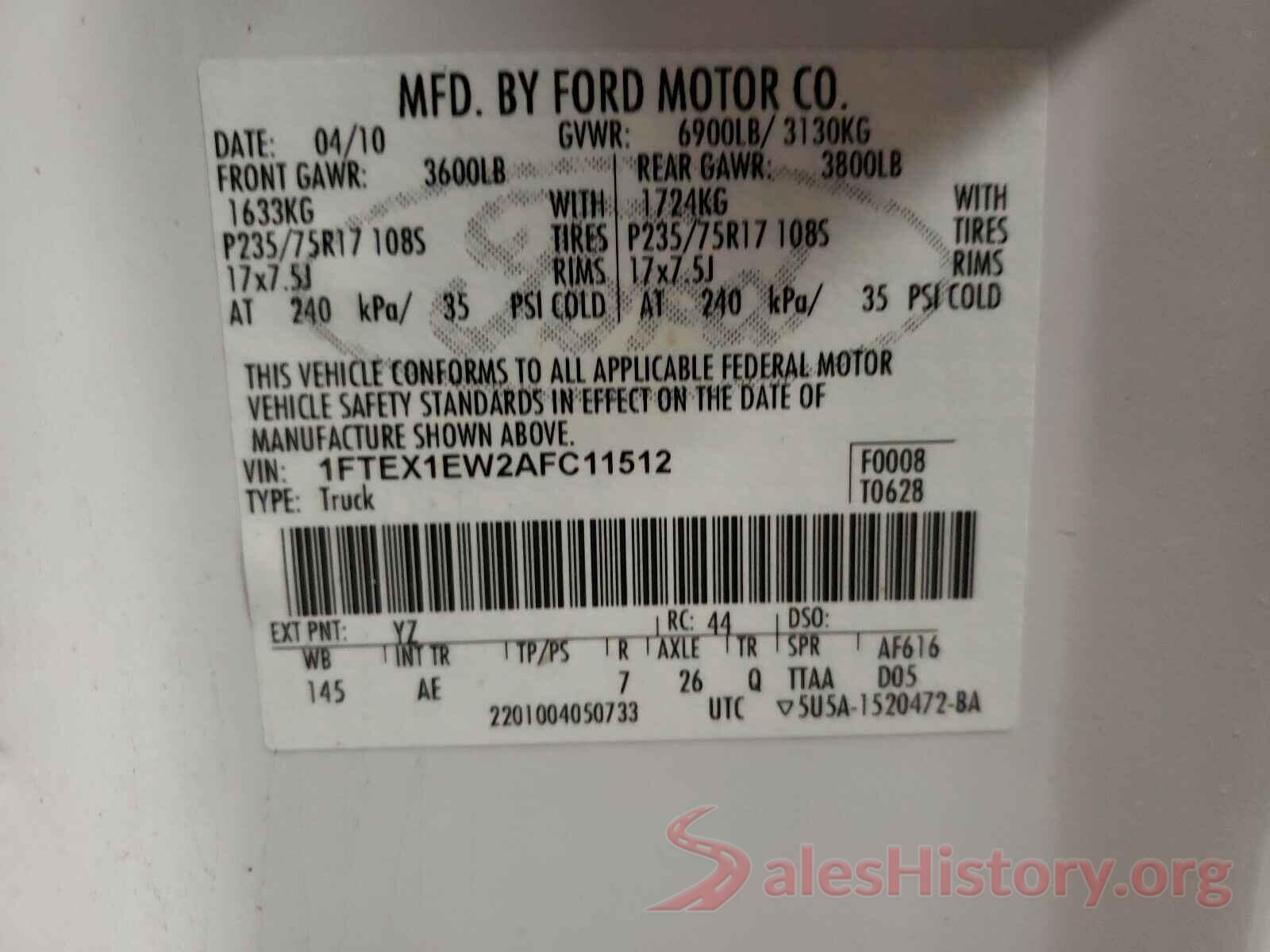 3CZRU6H75GM715597 2010 FORD F150