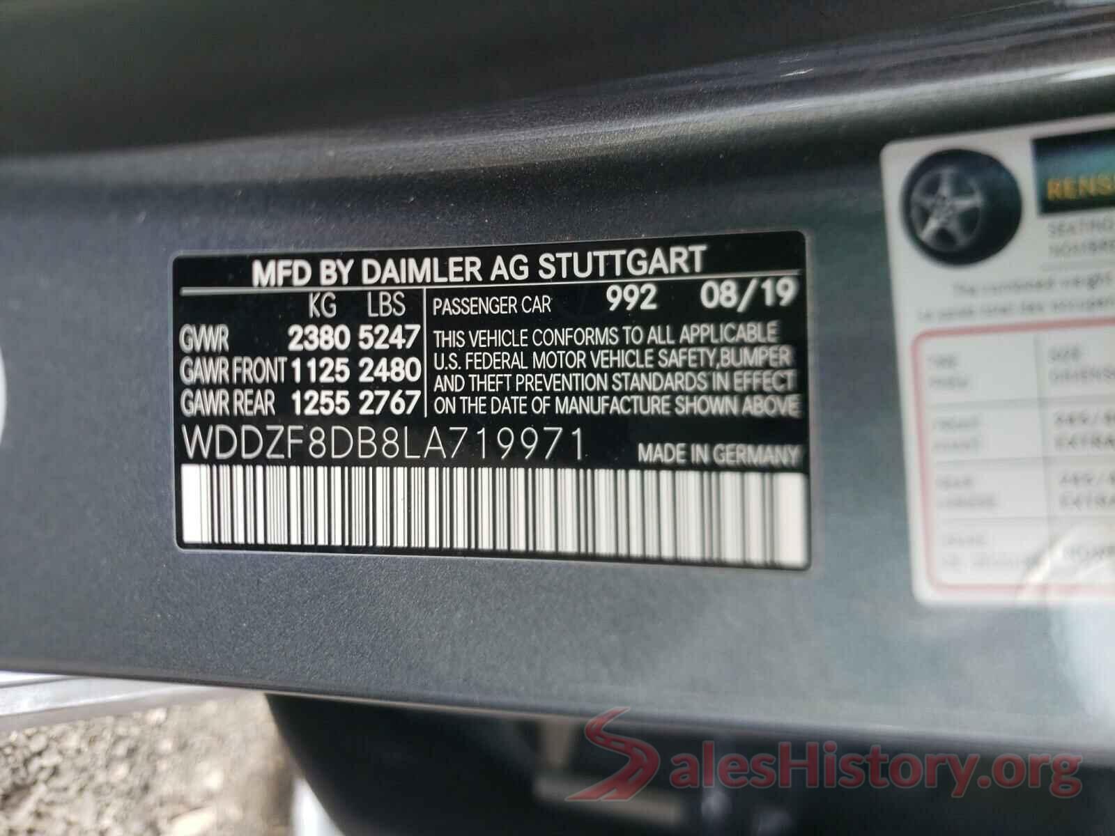 WDDZF8DB8LA719971 2020 MERCEDES-BENZ ALL OTHER