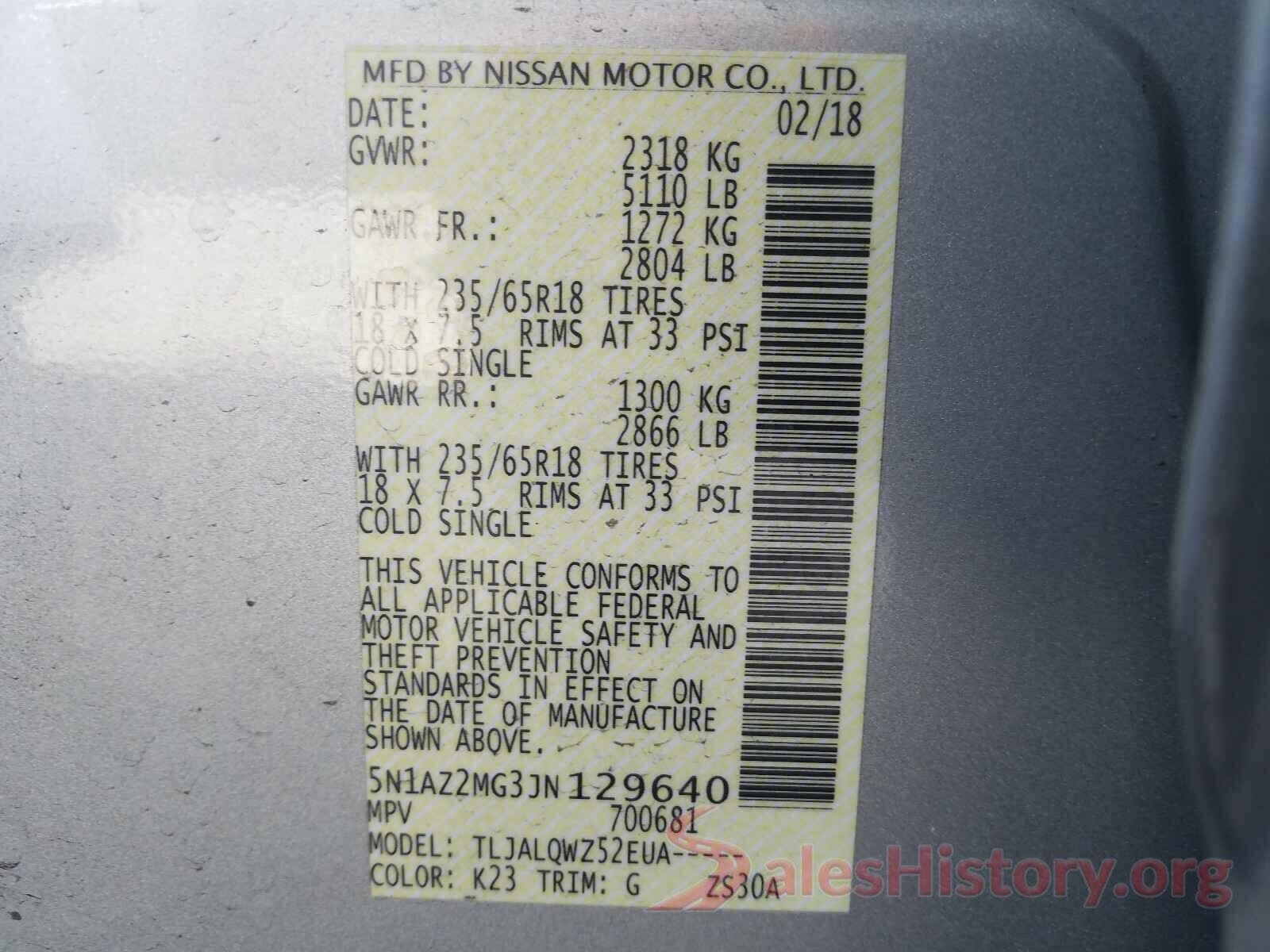 5N1AZ2MG3JN129640 2018 NISSAN MURANO