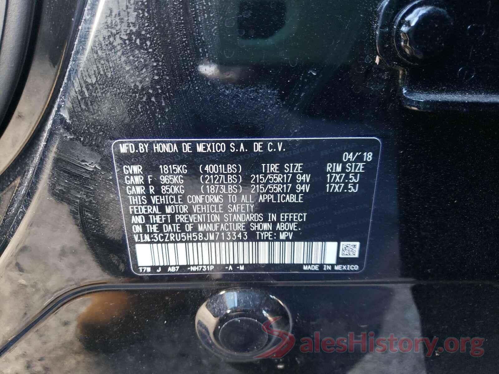 3CZRU5H58JM713343 2018 HONDA HR-V