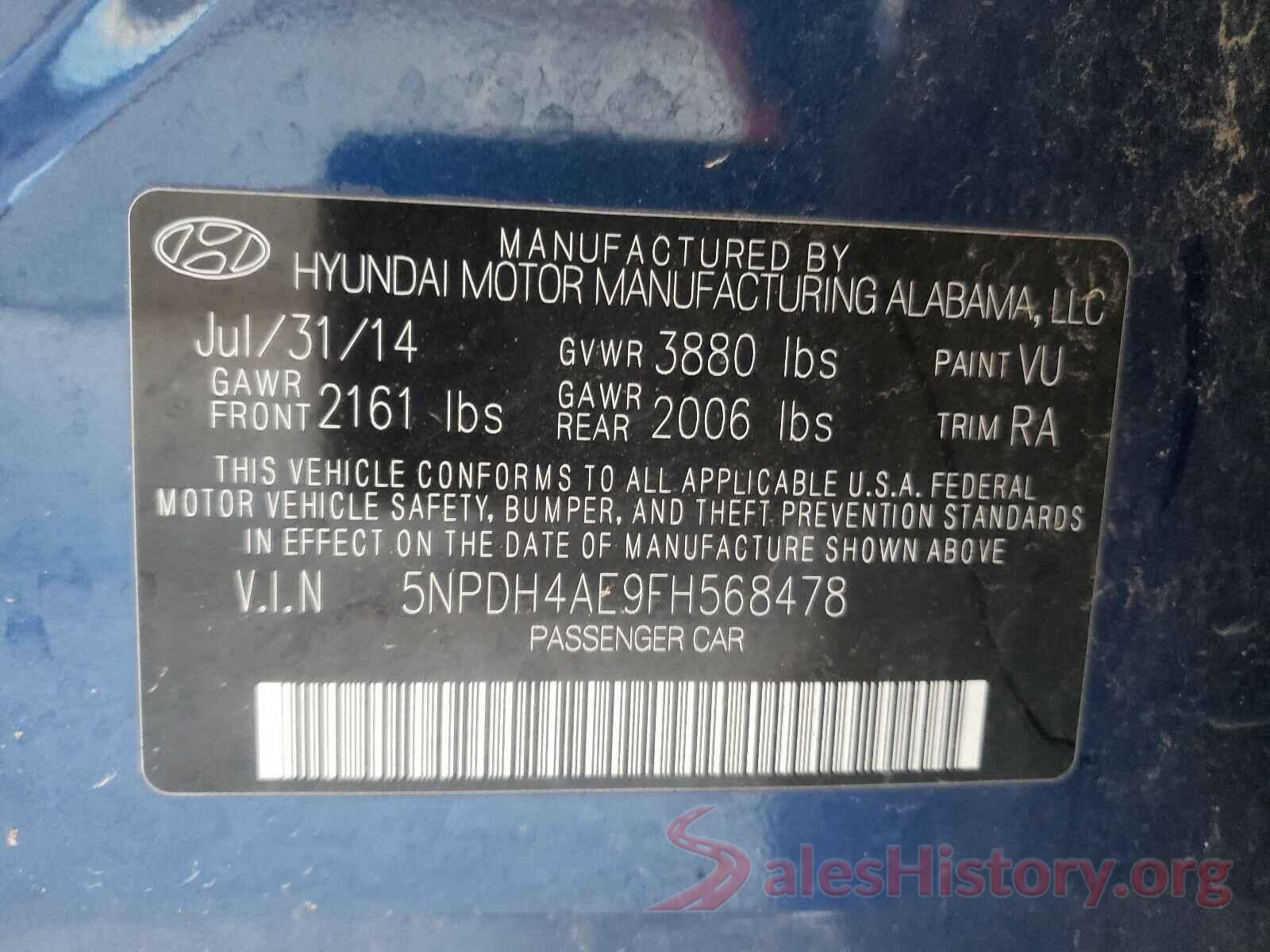 4T1BF1FKXGU228771 2015 HYUNDAI ELANTRA