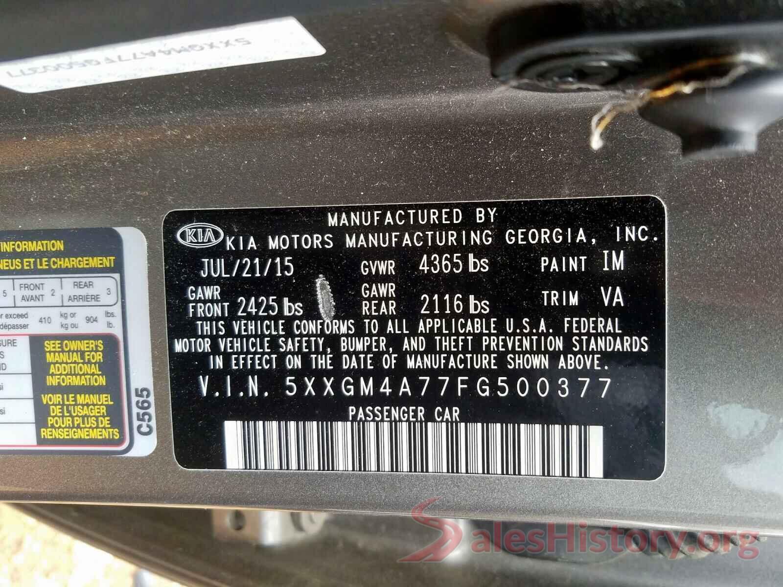 5TFUM5F1XGX066267 2015 KIA OPTIMA