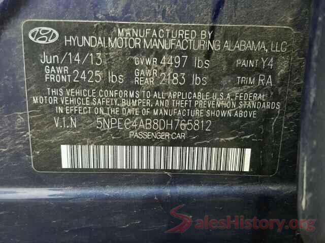 2T3YFREV1HW327640 2013 HYUNDAI SONATA