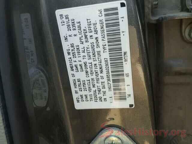 5FNYF8H90KB007375 2009 HONDA ACCORD