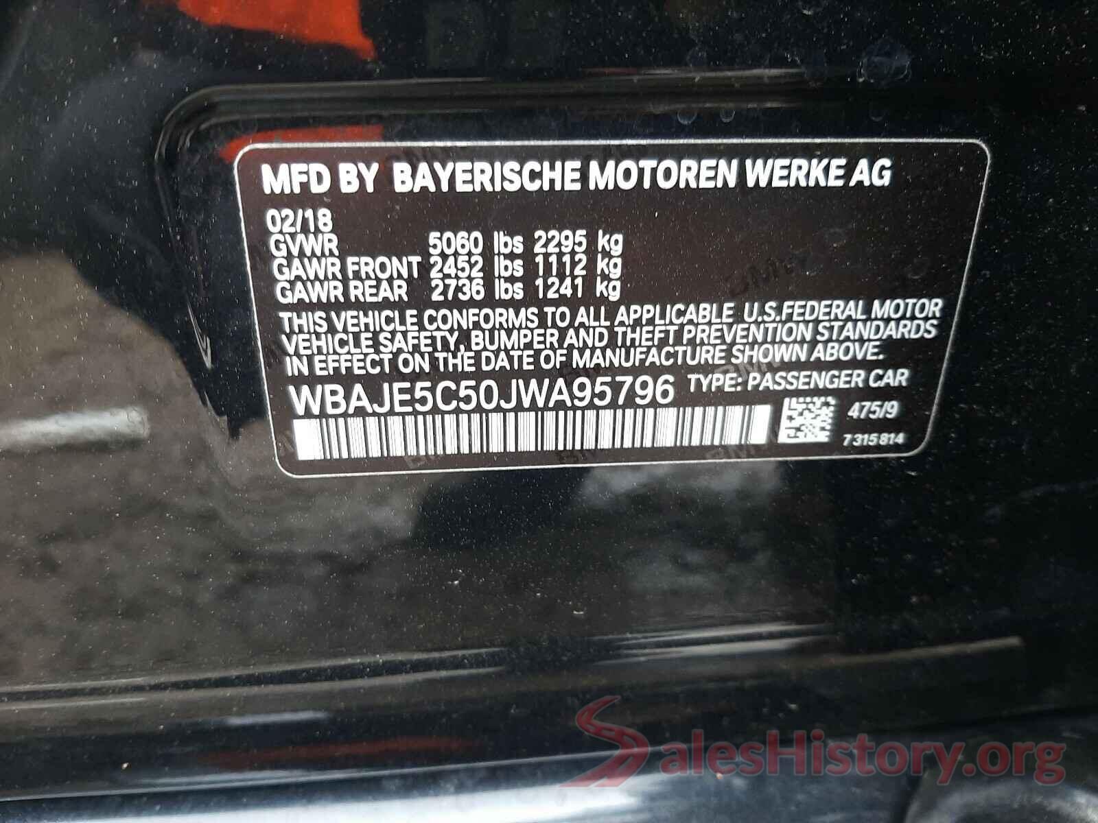 WBAJE5C50JWA95796 2018 BMW 5 SERIES