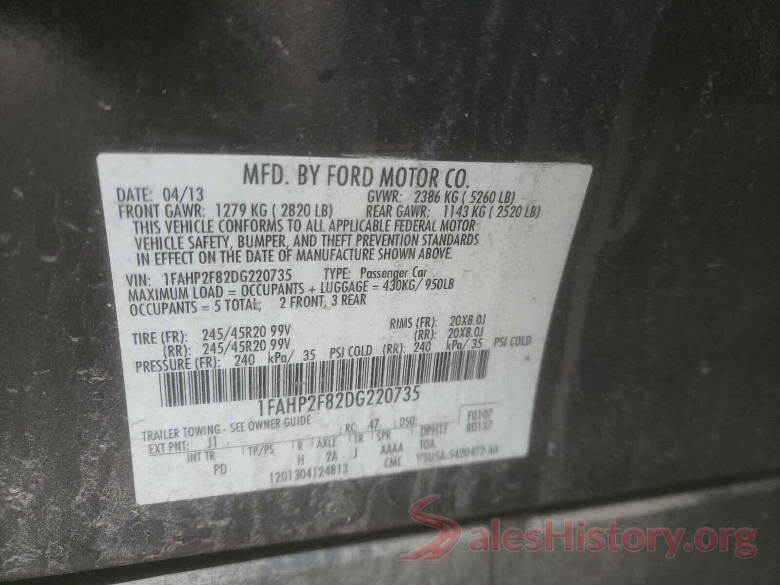 4T1B11HK2KU283526 2013 FORD TAURUS