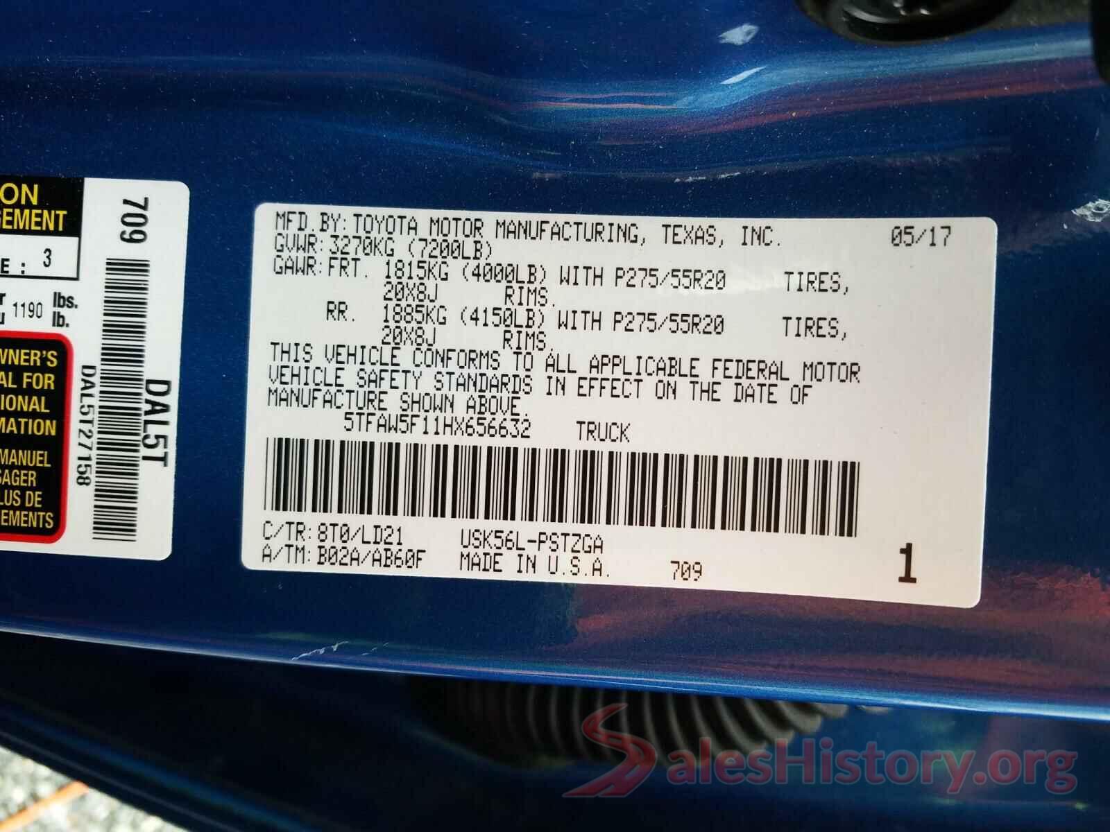 5TFAW5F11HX656632 2017 TOYOTA TUNDRA