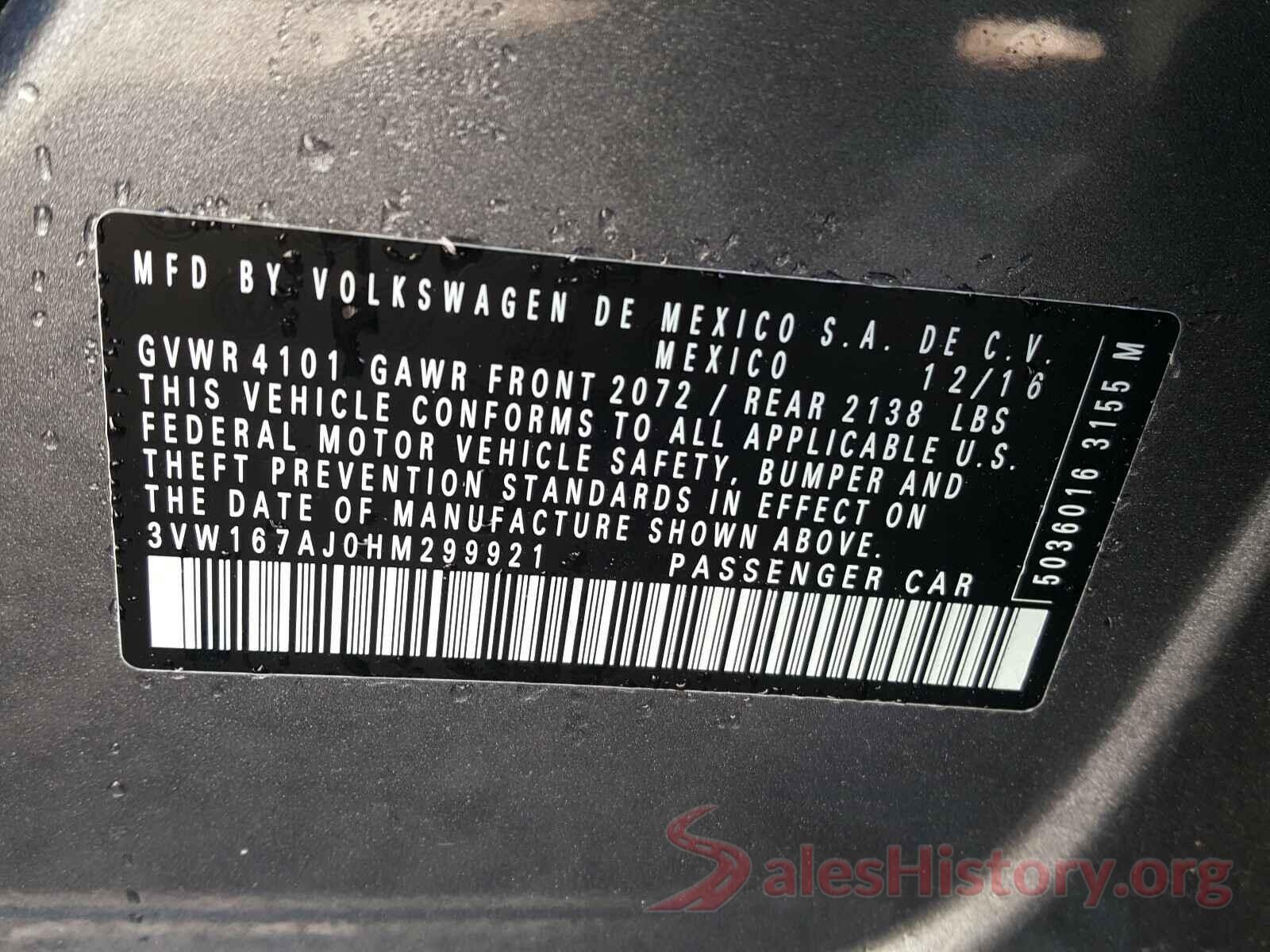 3VW167AJ0HM299921 2017 VOLKSWAGEN JETTA